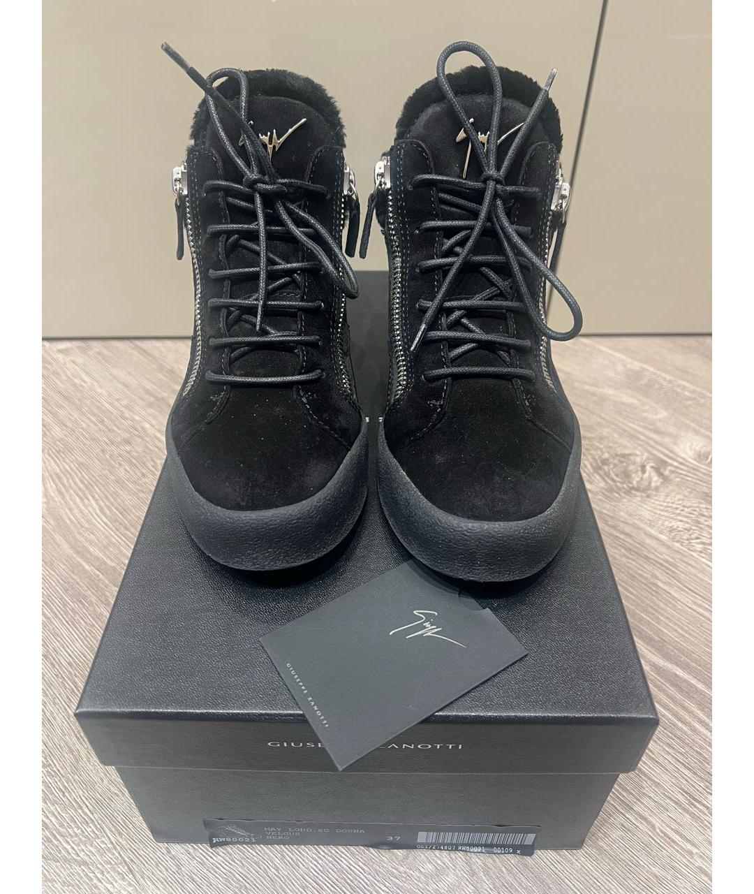 GIUSEPPE ZANOTTI DESIGN Черные замшевые кеды, фото 2