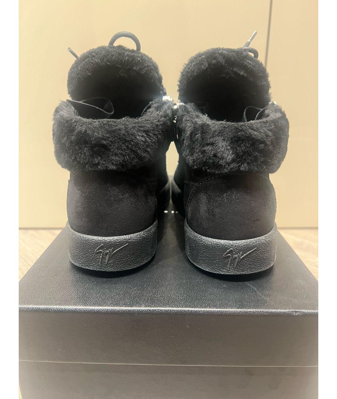 GIUSEPPE ZANOTTI DESIGN Черные замшевые кеды, фото 4