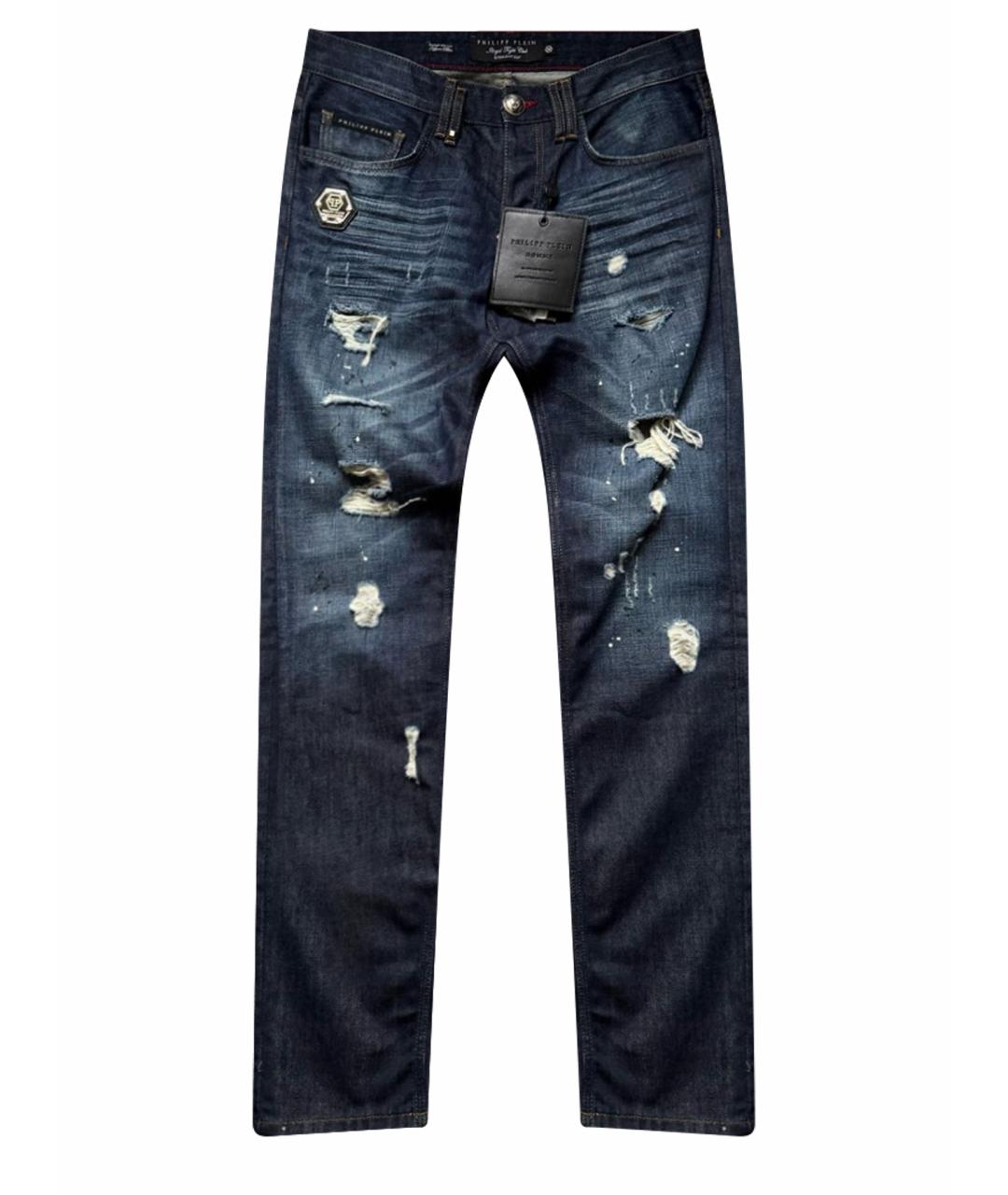 PHILIPP PLEIN Темно-синие хлопковые джинсы скинни, фото 1