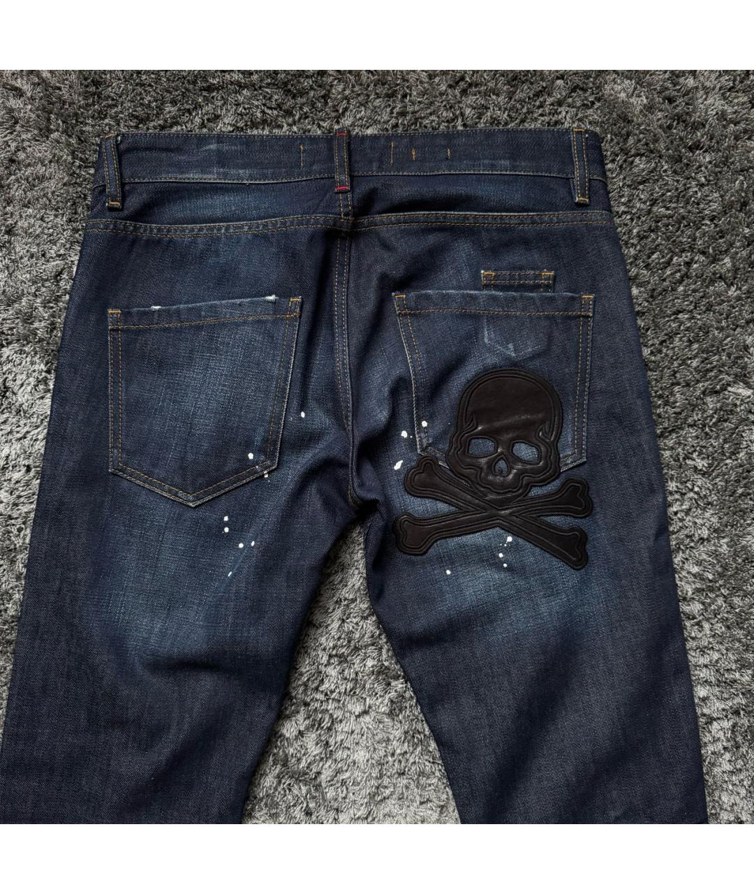 PHILIPP PLEIN Темно-синие хлопковые джинсы скинни, фото 5