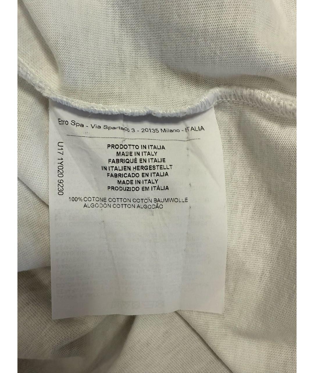 ETRO Белая хлопковая футболка, фото 4