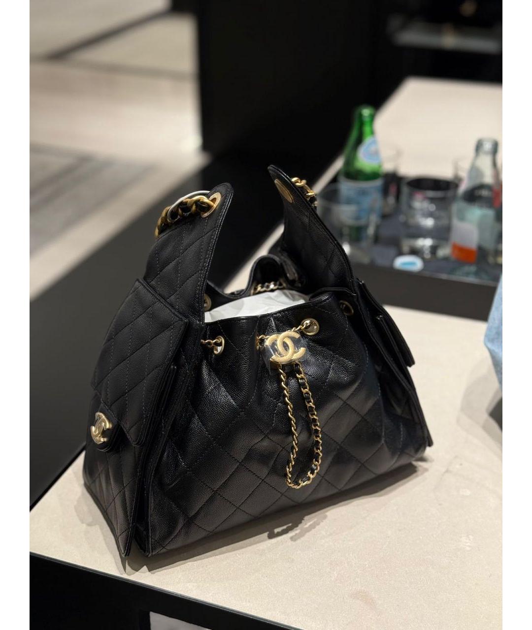 CHANEL Черная кожаная сумка тоут, фото 2