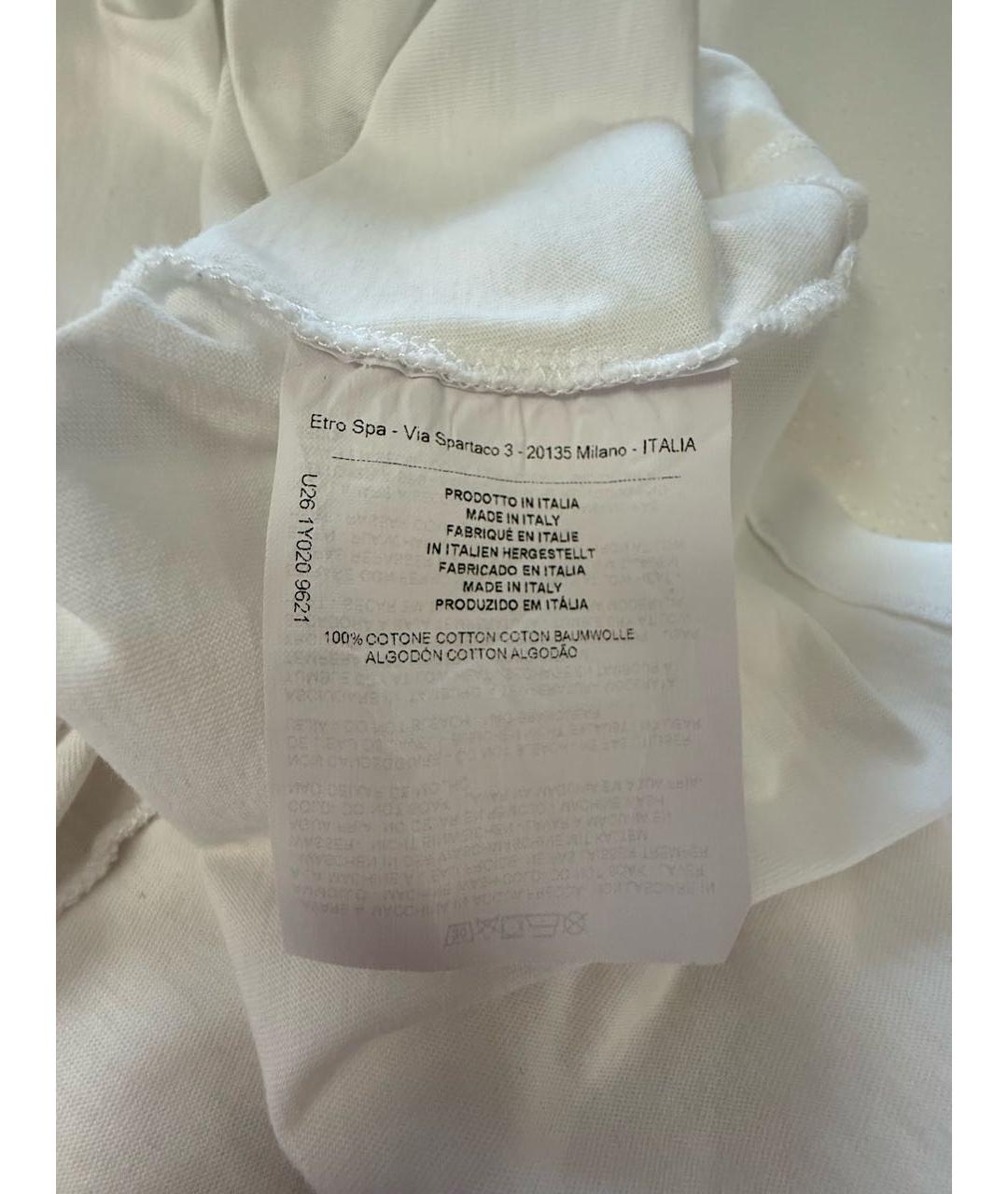 ETRO Белая хлопковая футболка, фото 4