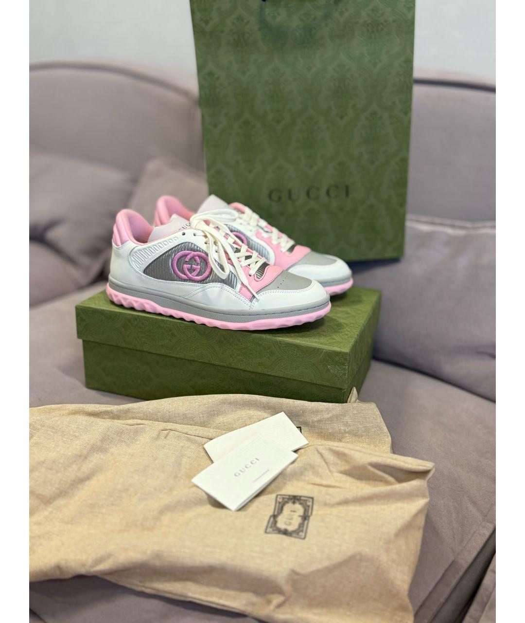 GUCCI Белые кожаные кроссовки, фото 6