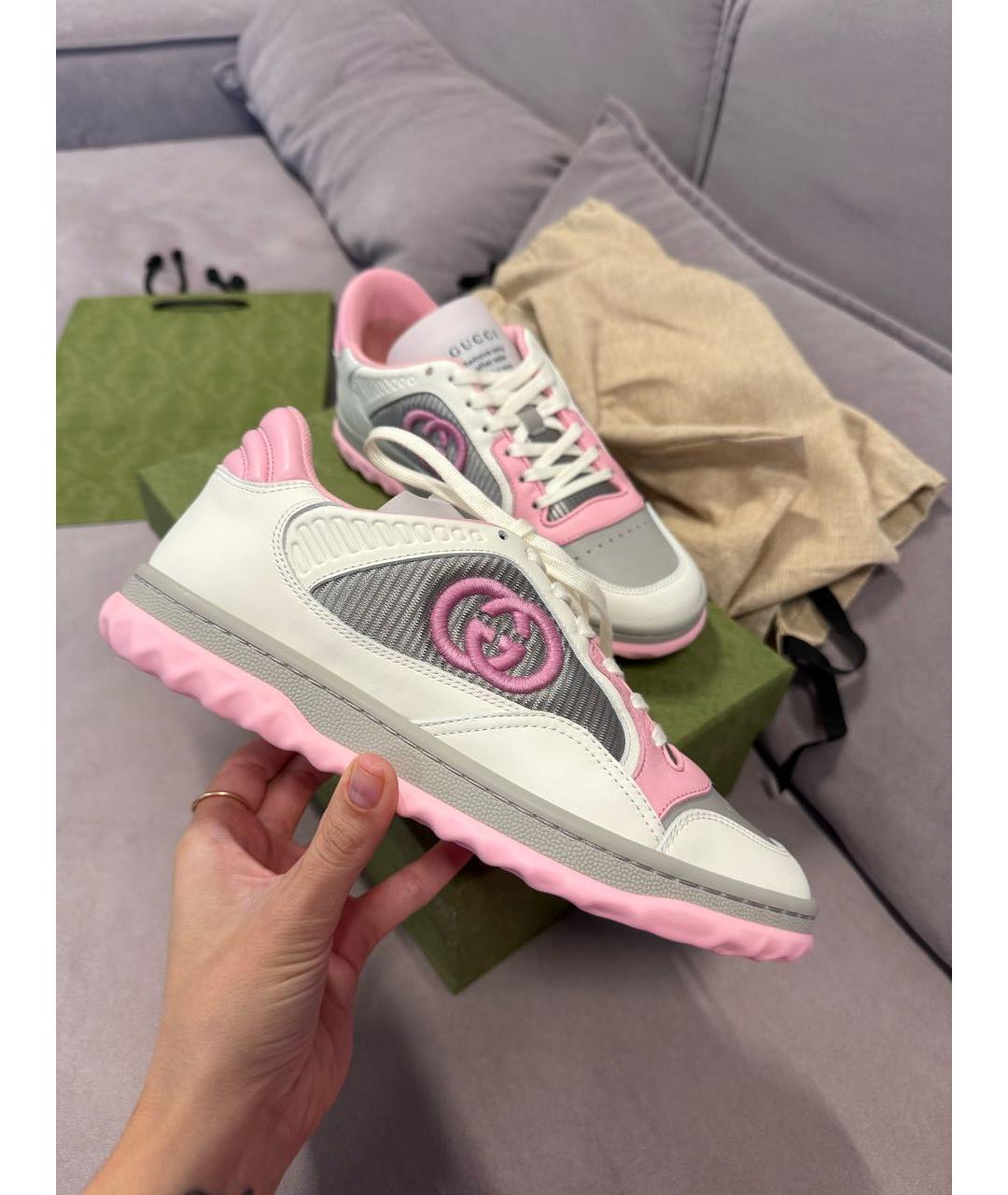 GUCCI Белые кожаные кроссовки, фото 4