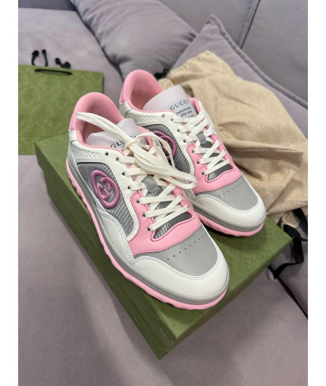 GUCCI Белые кожаные кроссовки, фото 2