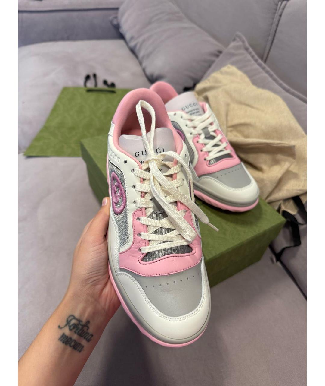 GUCCI Белые кожаные кроссовки, фото 3