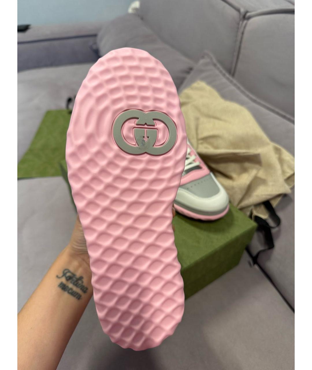 GUCCI Белые кожаные кроссовки, фото 5