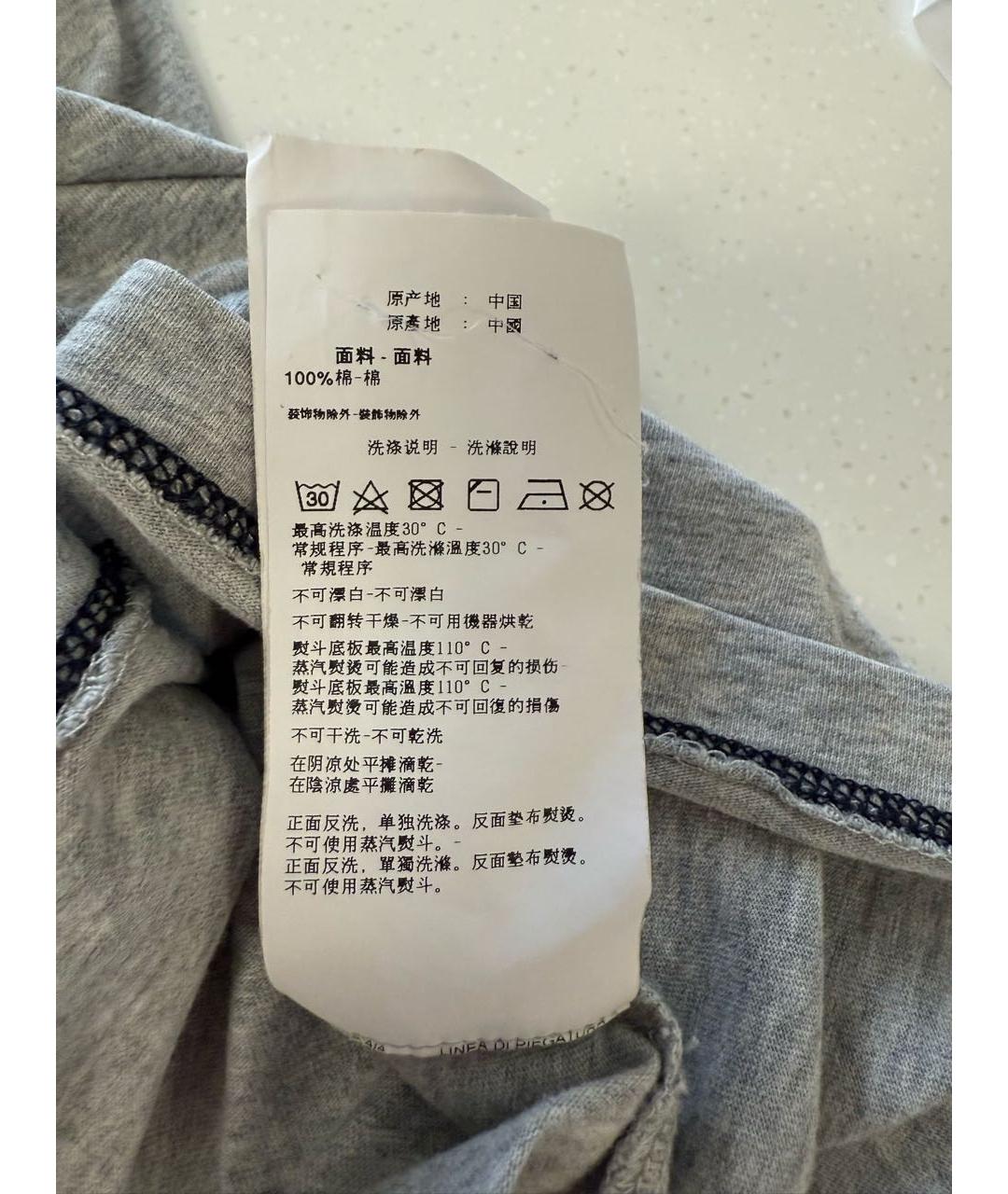 ARMANI JEANS Серая хлопковая футболка, фото 5