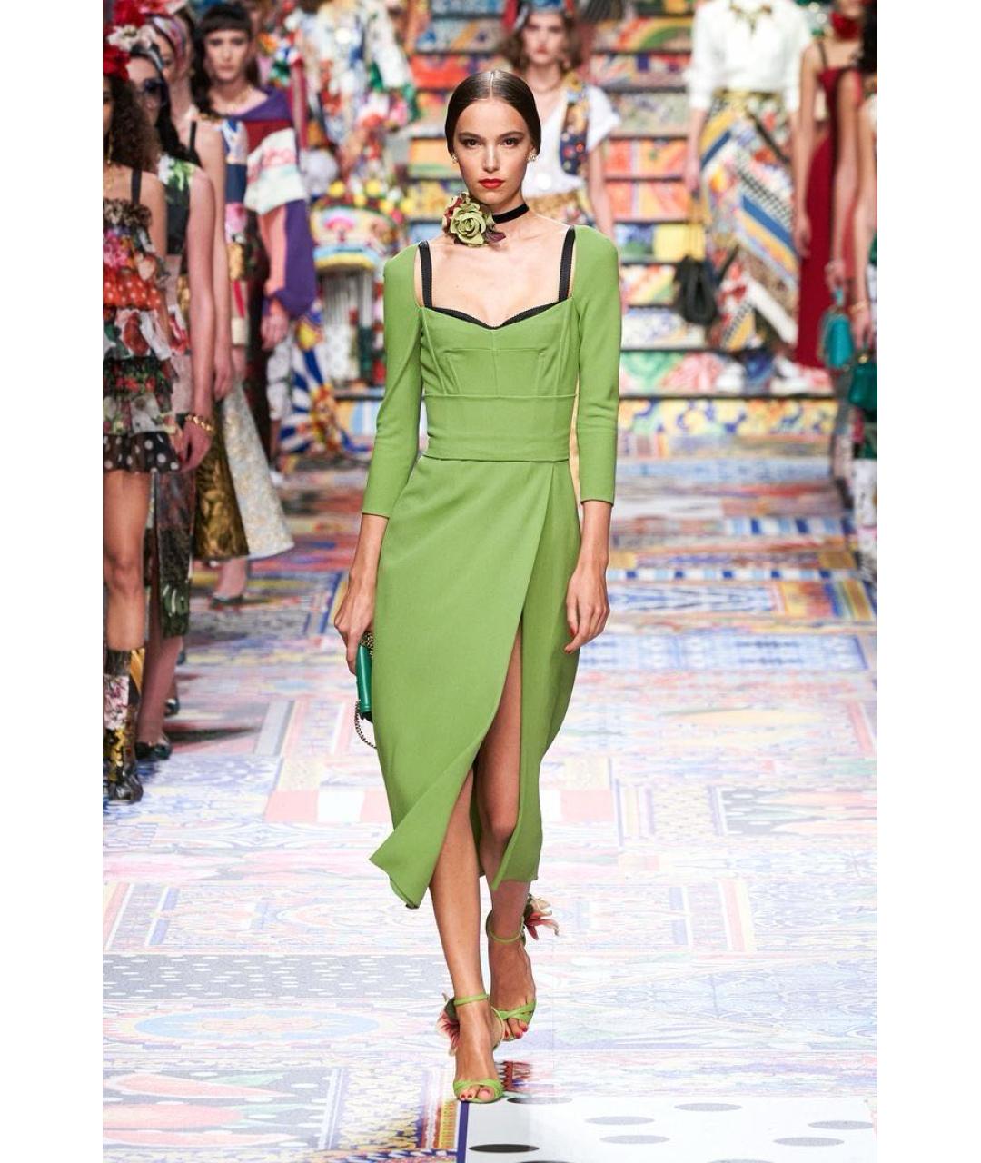 DOLCE&GABBANA Зеленые вечернее платье, фото 2