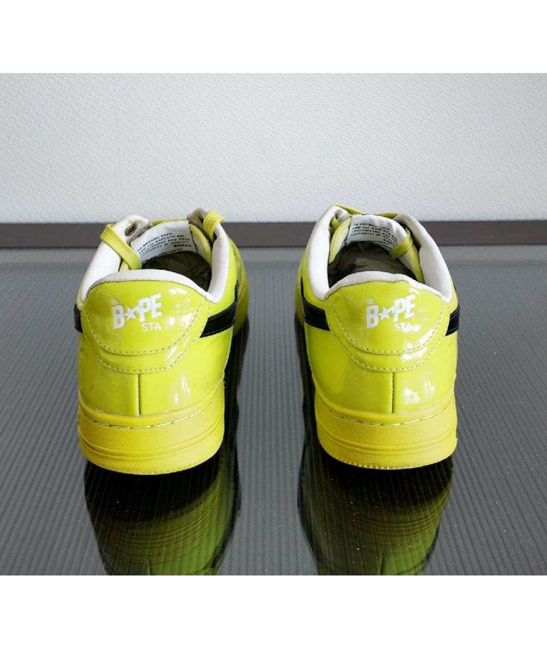 A BATHING APE Желтые кожаные низкие кроссовки / кеды, фото 4