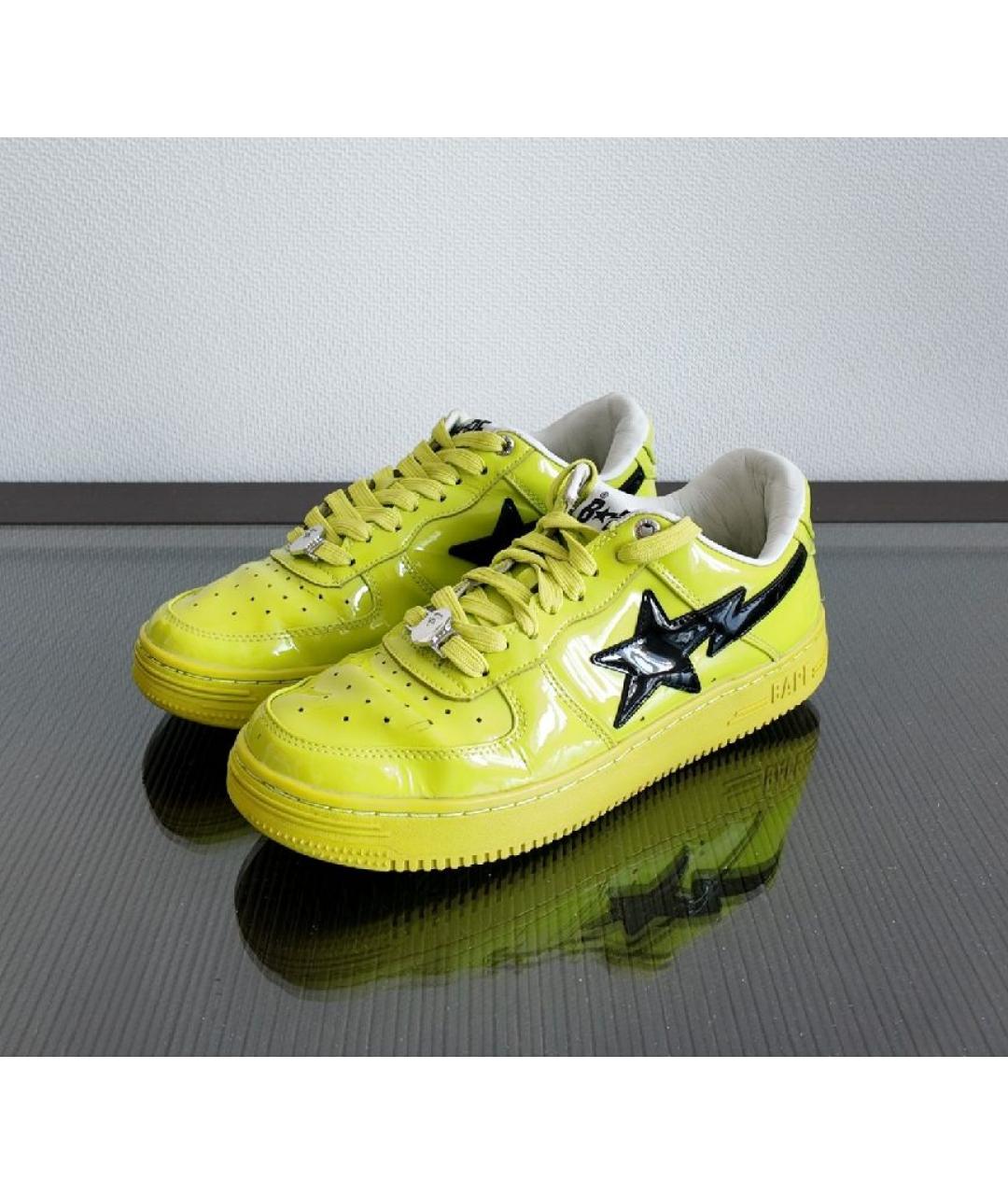 A BATHING APE Желтые кожаные низкие кроссовки / кеды, фото 2