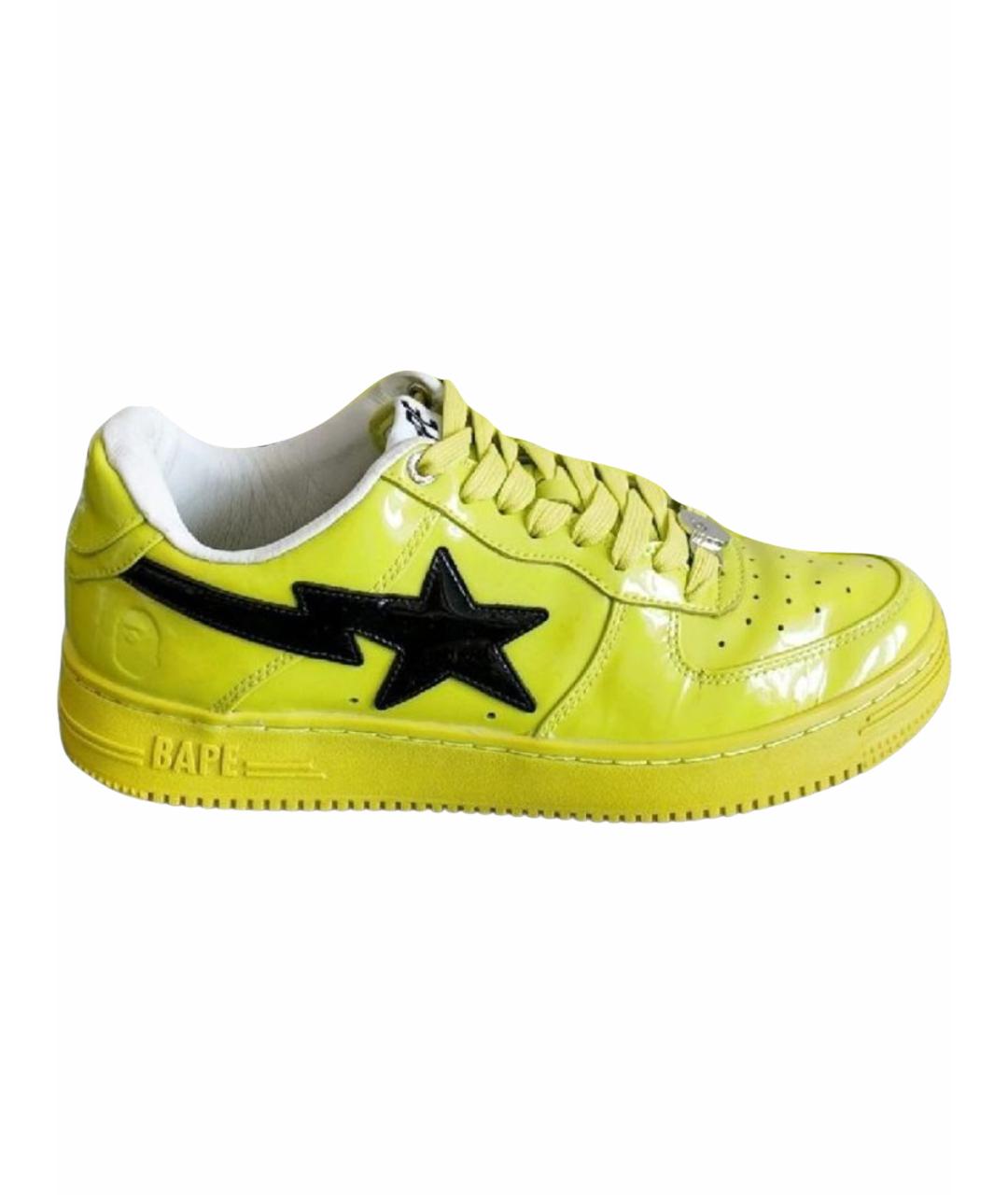 A BATHING APE Желтые кожаные низкие кроссовки / кеды, фото 1