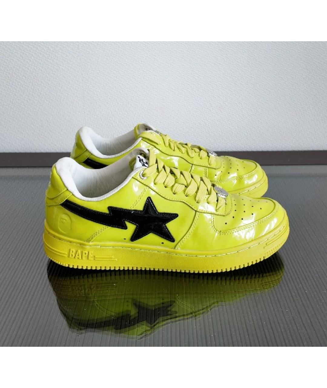 A BATHING APE Желтые кожаные низкие кроссовки / кеды, фото 6