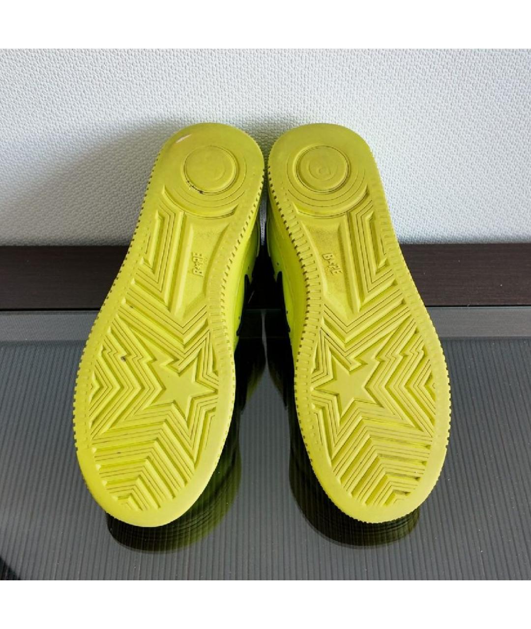 A BATHING APE Желтые кожаные низкие кроссовки / кеды, фото 3