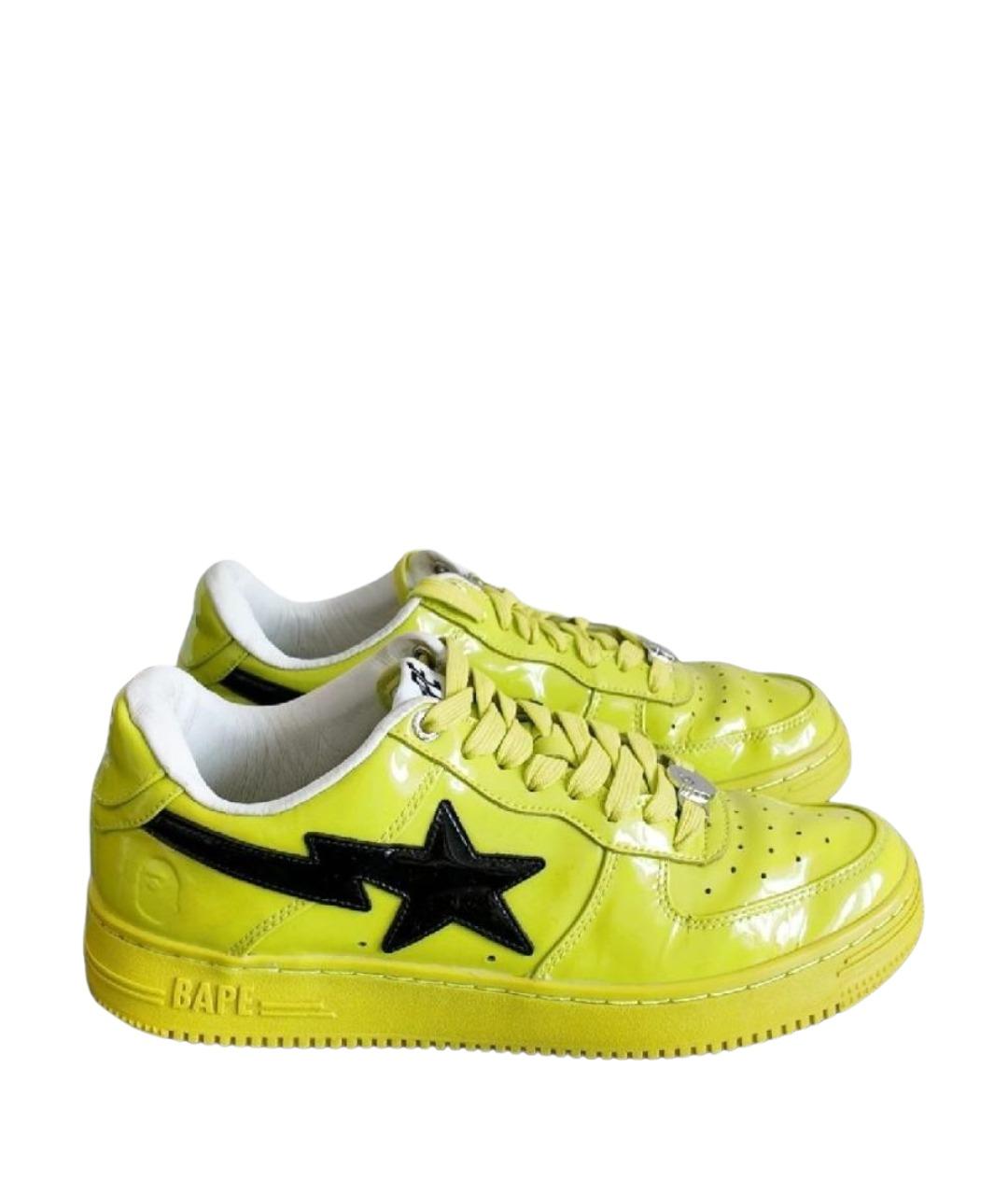A BATHING APE Желтые кожаные низкие кроссовки / кеды, фото 7