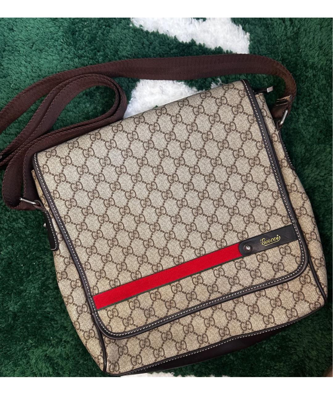 GUCCI Коричневая жаккардовая сумка на плечо, фото 9