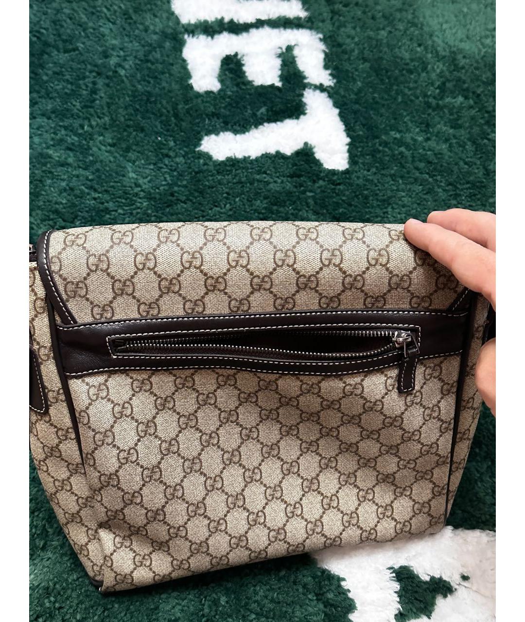 GUCCI Коричневая жаккардовая сумка на плечо, фото 2