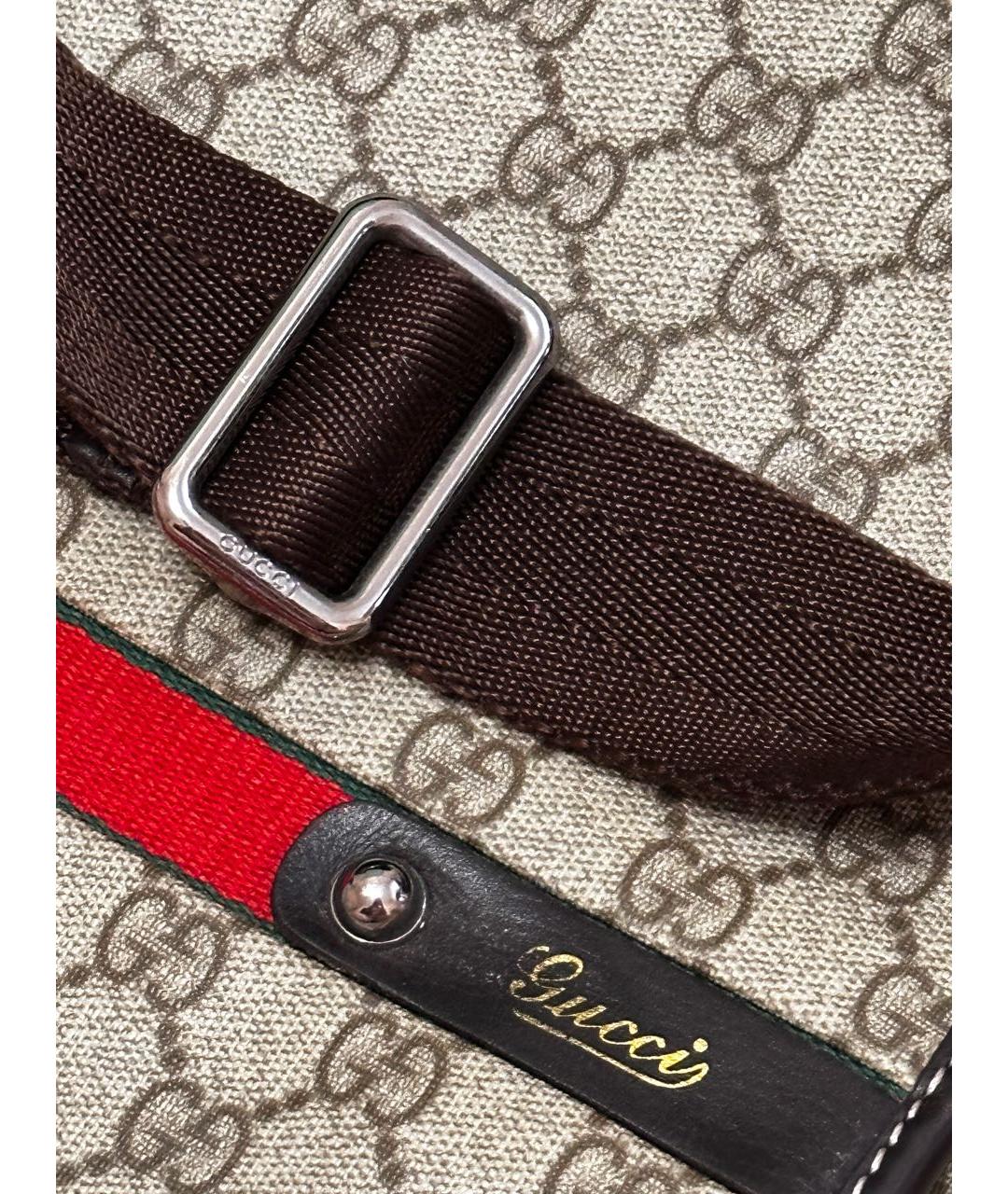 GUCCI Коричневая жаккардовая сумка на плечо, фото 5