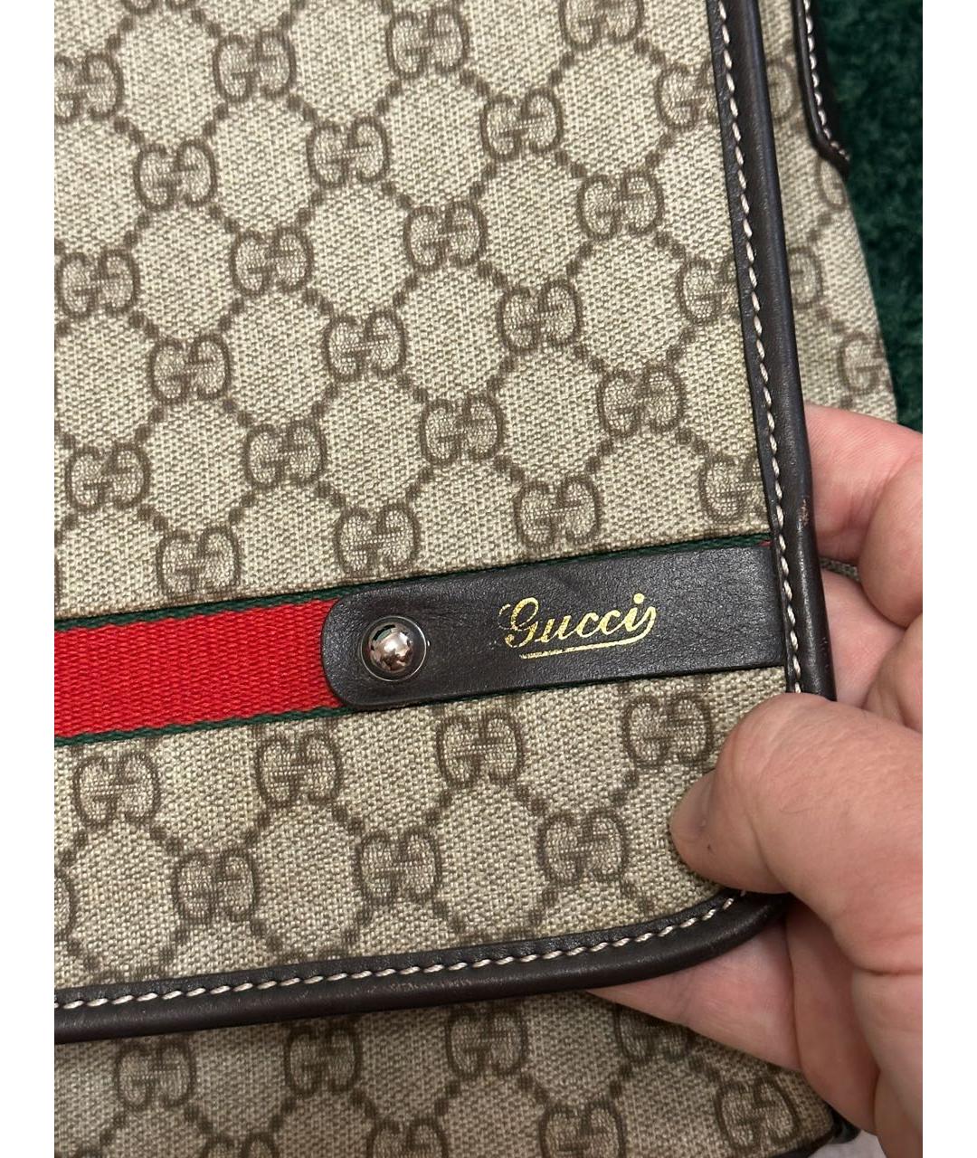 GUCCI Коричневая жаккардовая сумка на плечо, фото 3