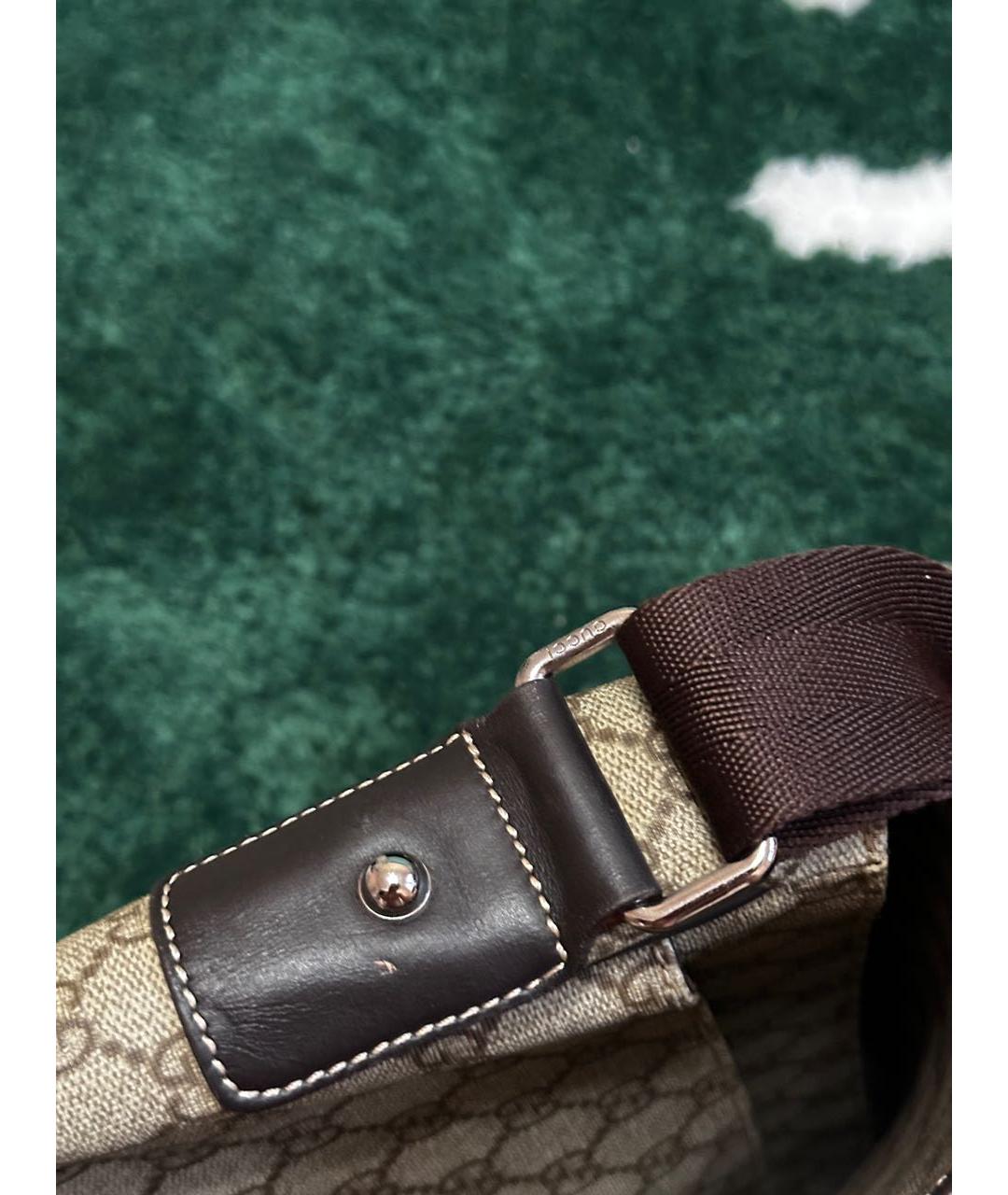 GUCCI Коричневая жаккардовая сумка на плечо, фото 6
