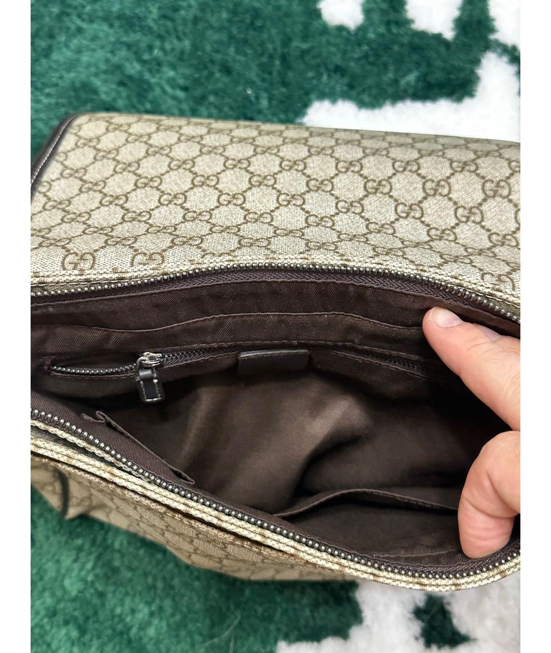 GUCCI Коричневая жаккардовая сумка на плечо, фото 4