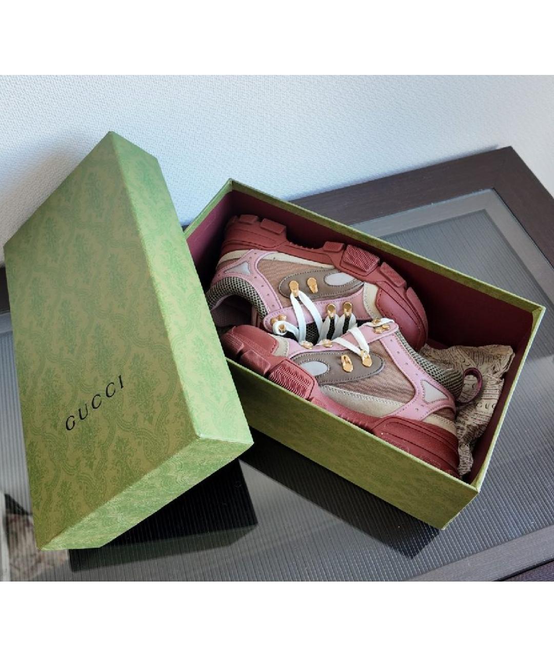 GUCCI Красные кожаные кроссовки, фото 5