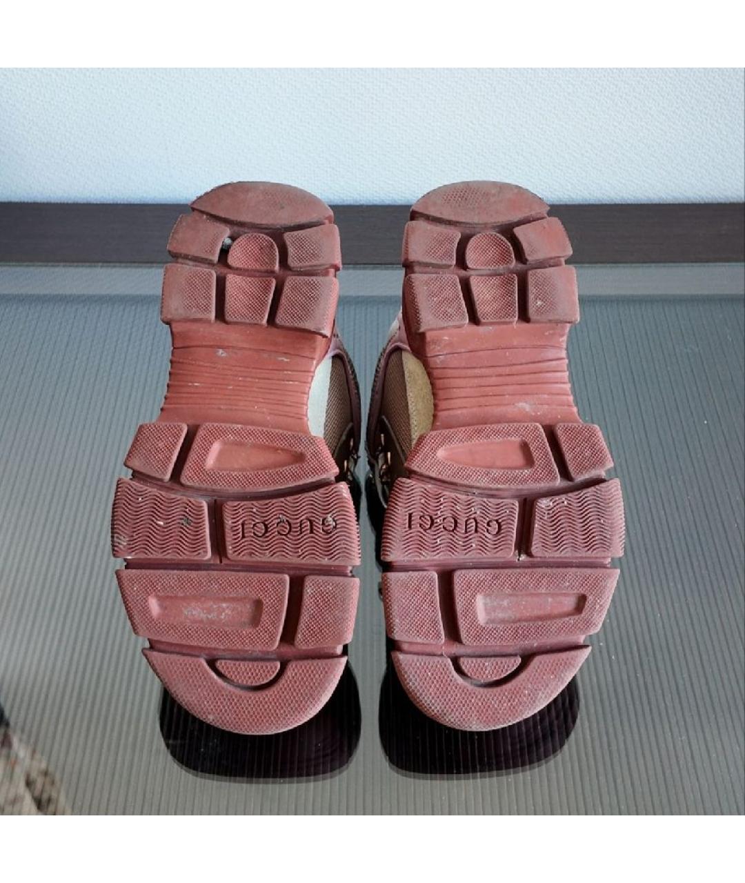 GUCCI Красные кожаные кроссовки, фото 3