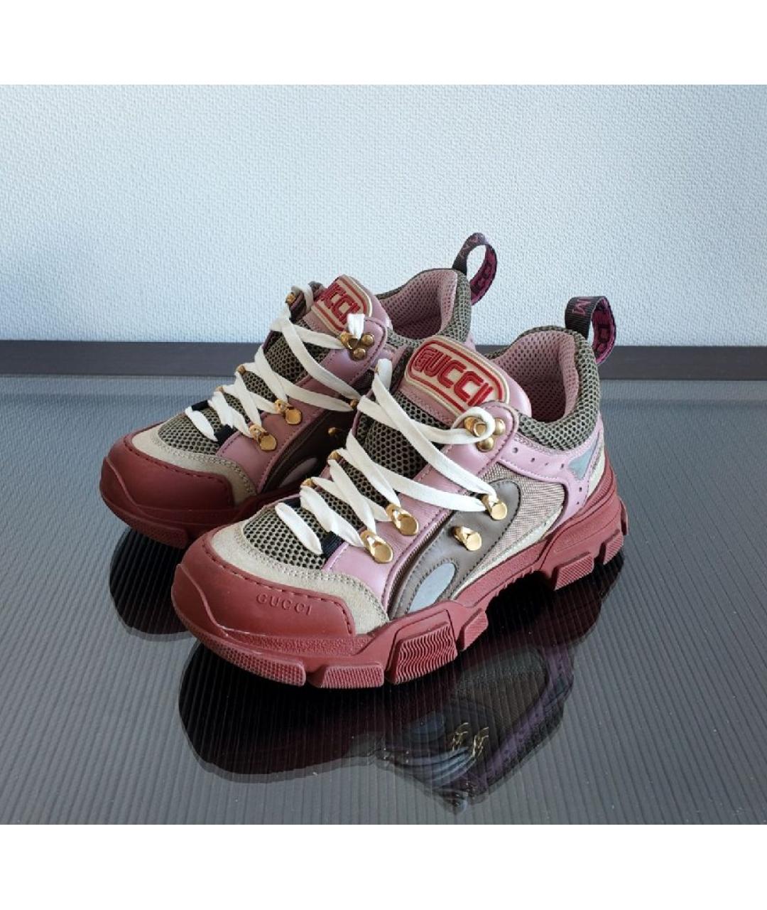 GUCCI Красные кожаные кроссовки, фото 6