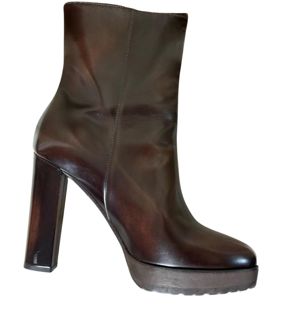 BRUNELLO CUCINELLI Коричневые кожаные полусапоги, фото 1