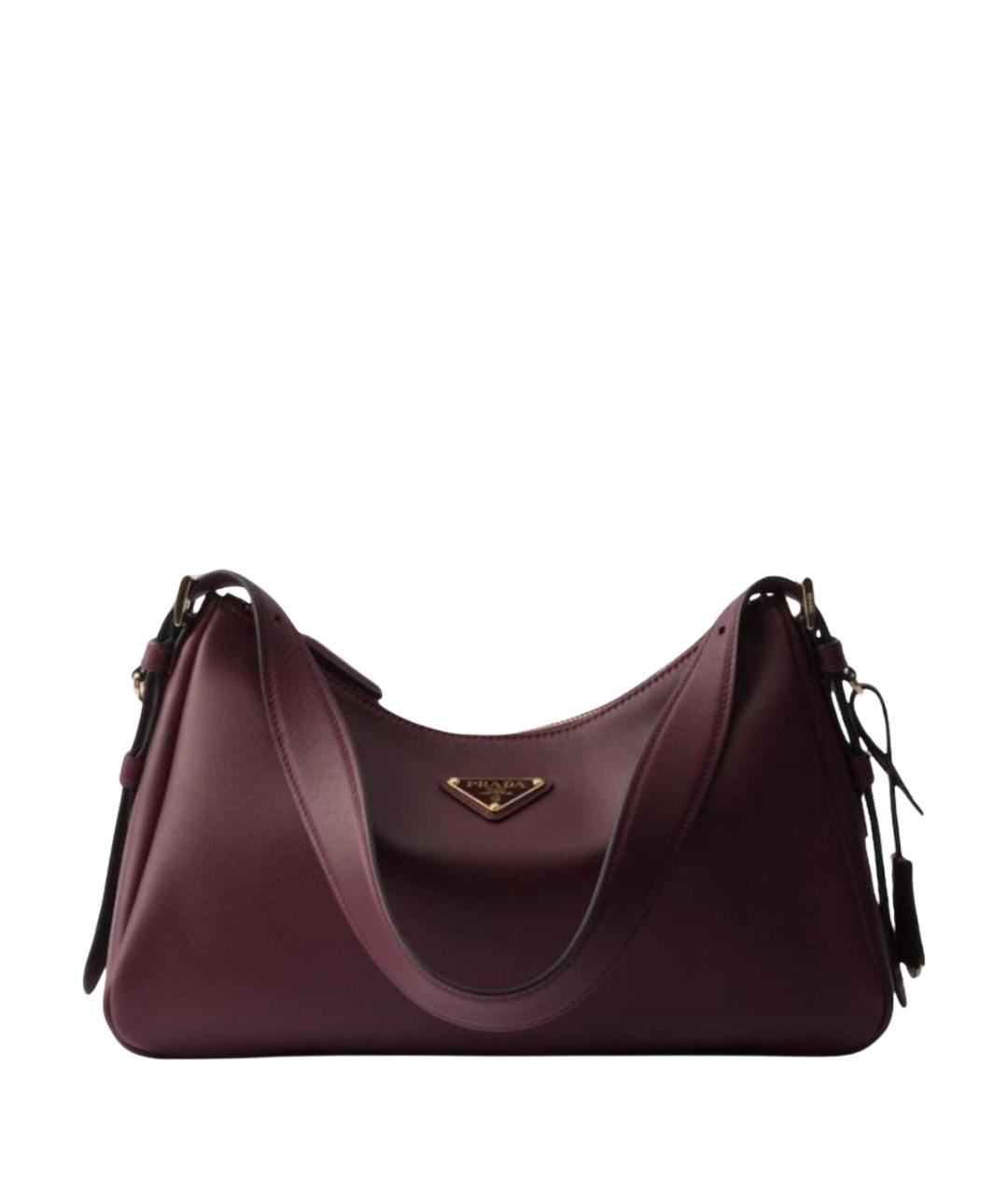 PRADA Бордовая кожаная сумка через плечо, фото 1