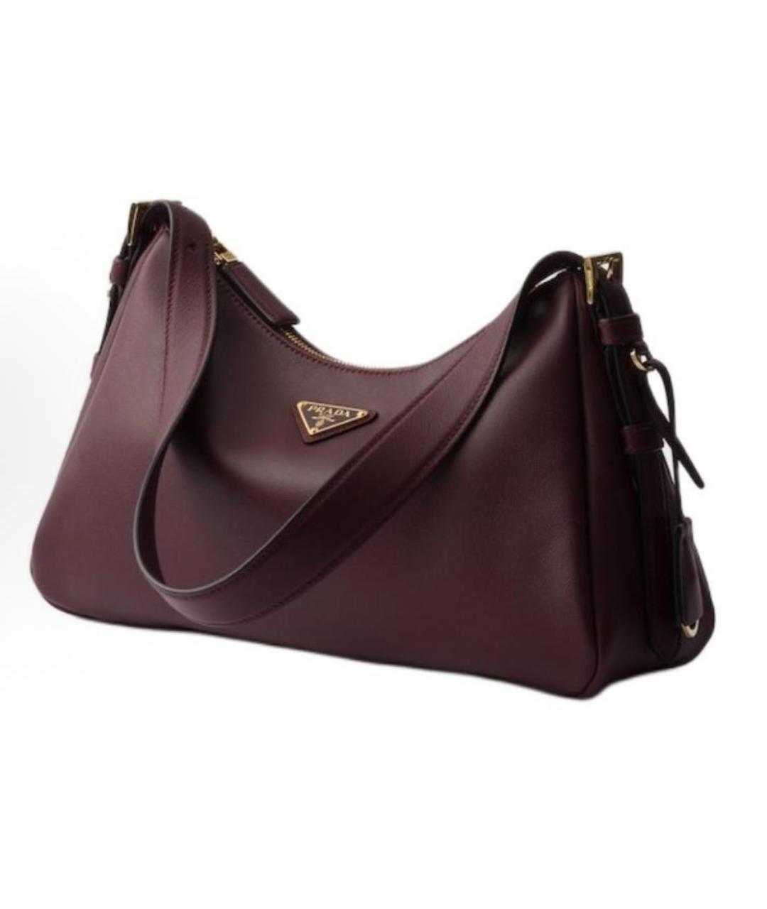 PRADA Бордовая кожаная сумка через плечо, фото 2