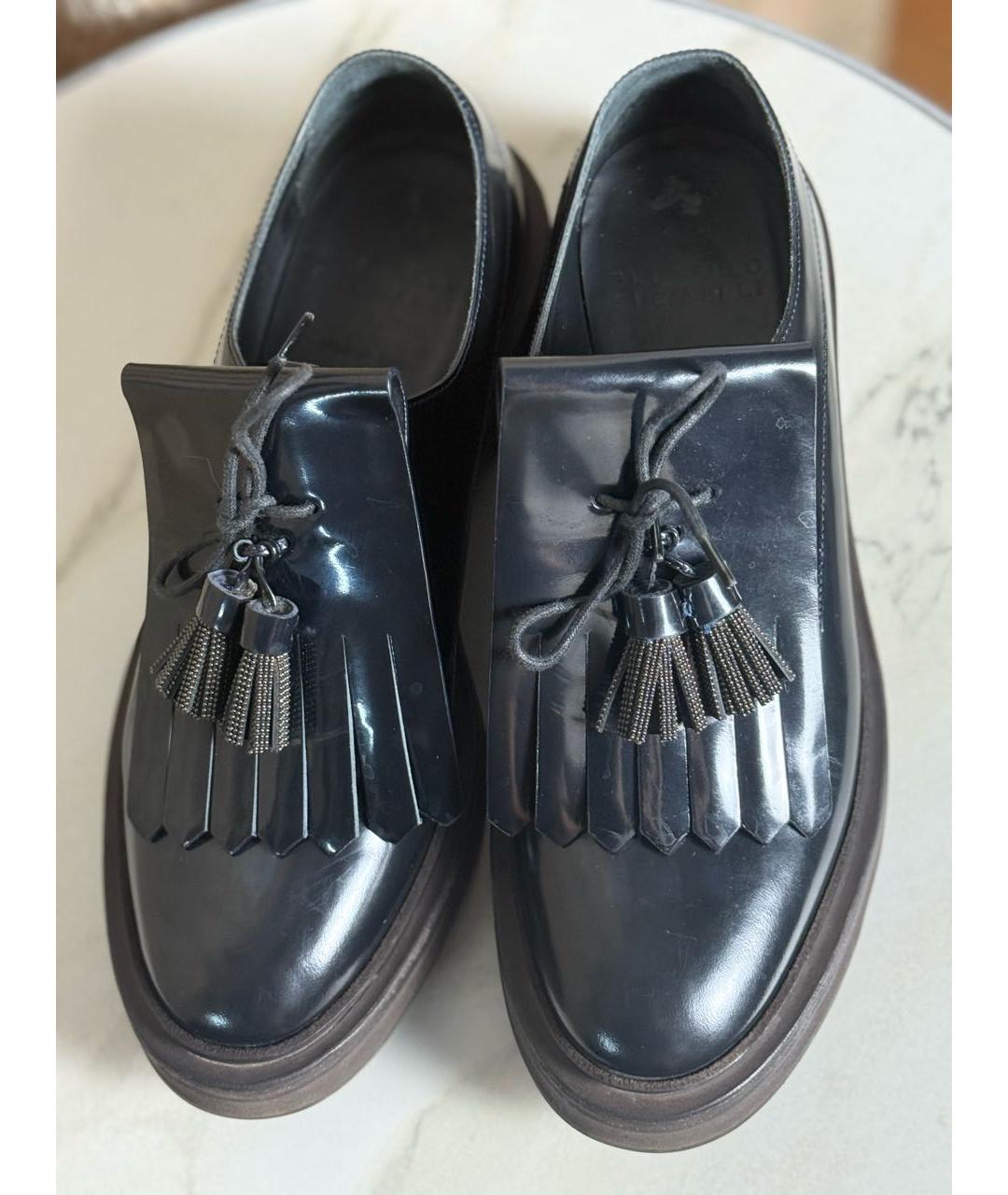BRUNELLO CUCINELLI Черные кожаные брогги и оксфорды, фото 4