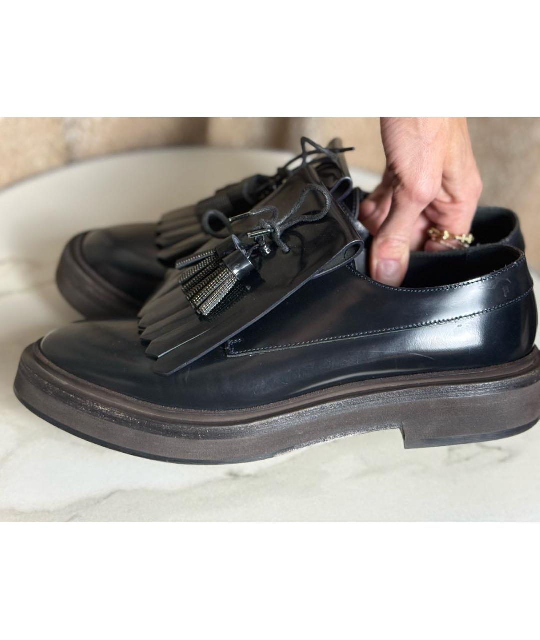 BRUNELLO CUCINELLI Черные кожаные брогги и оксфорды, фото 8