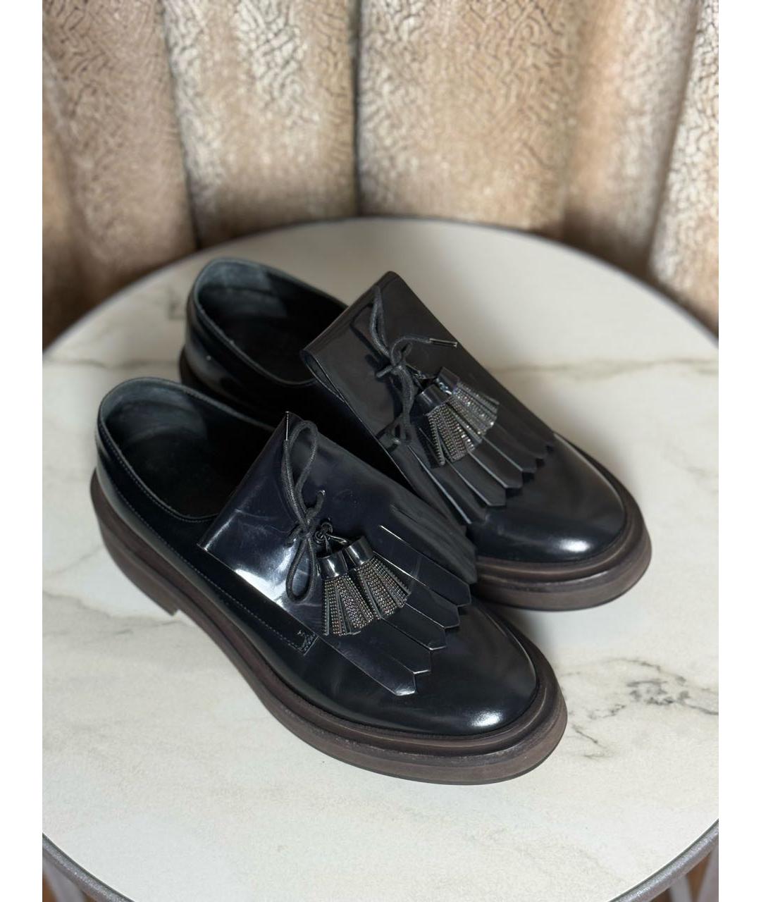 BRUNELLO CUCINELLI Черные кожаные брогги и оксфорды, фото 2