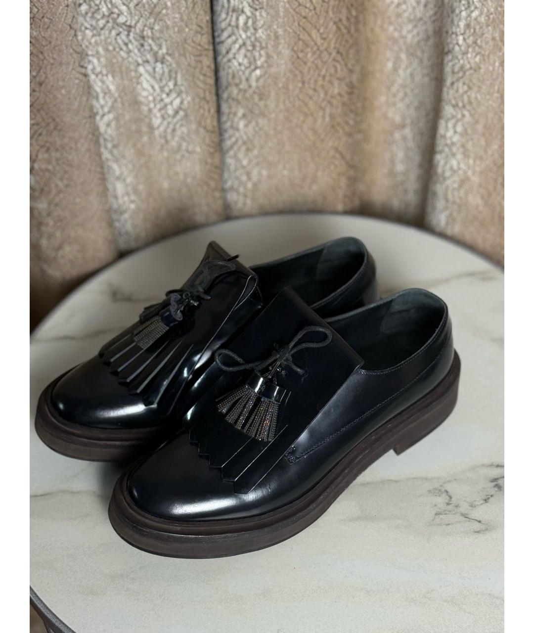 BRUNELLO CUCINELLI Черные кожаные брогги и оксфорды, фото 3