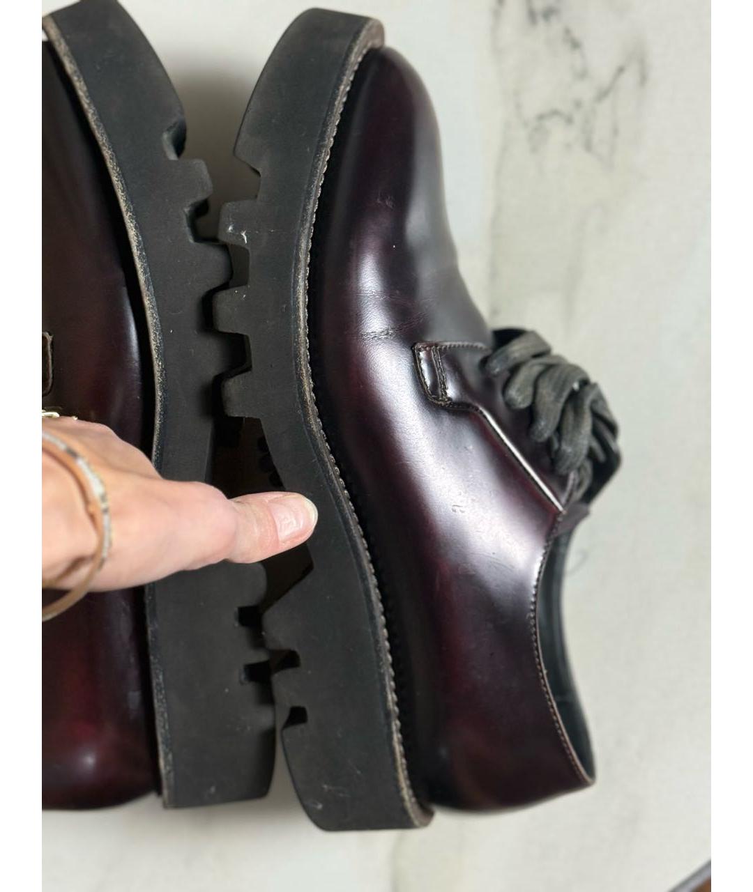 BRUNELLO CUCINELLI Бордовые кожаные ботинки, фото 5