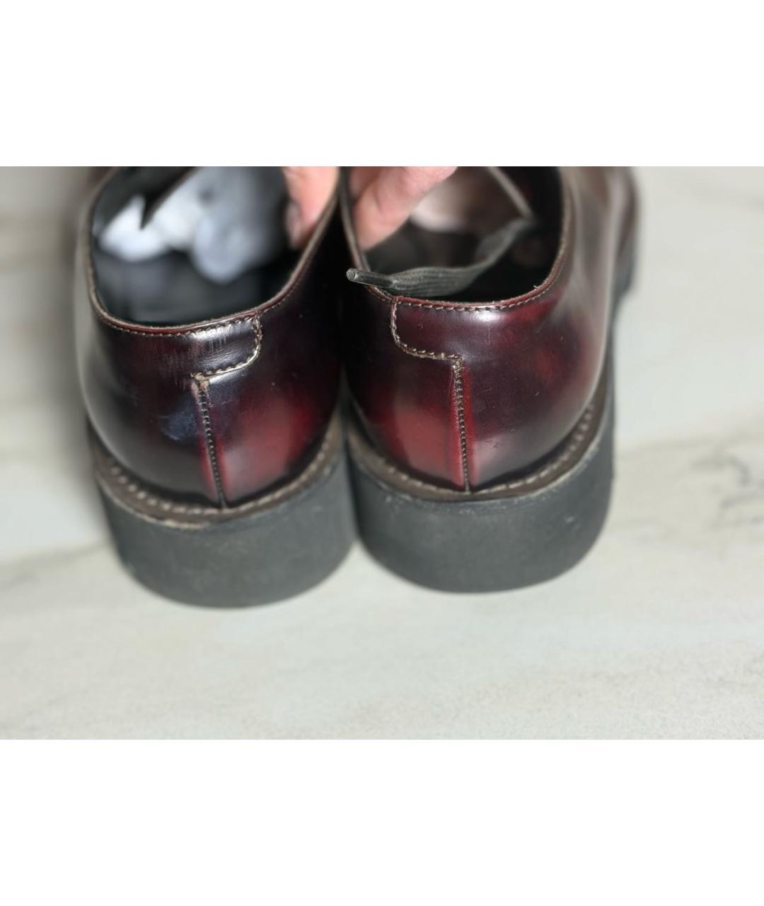 BRUNELLO CUCINELLI Бордовые кожаные ботинки, фото 7