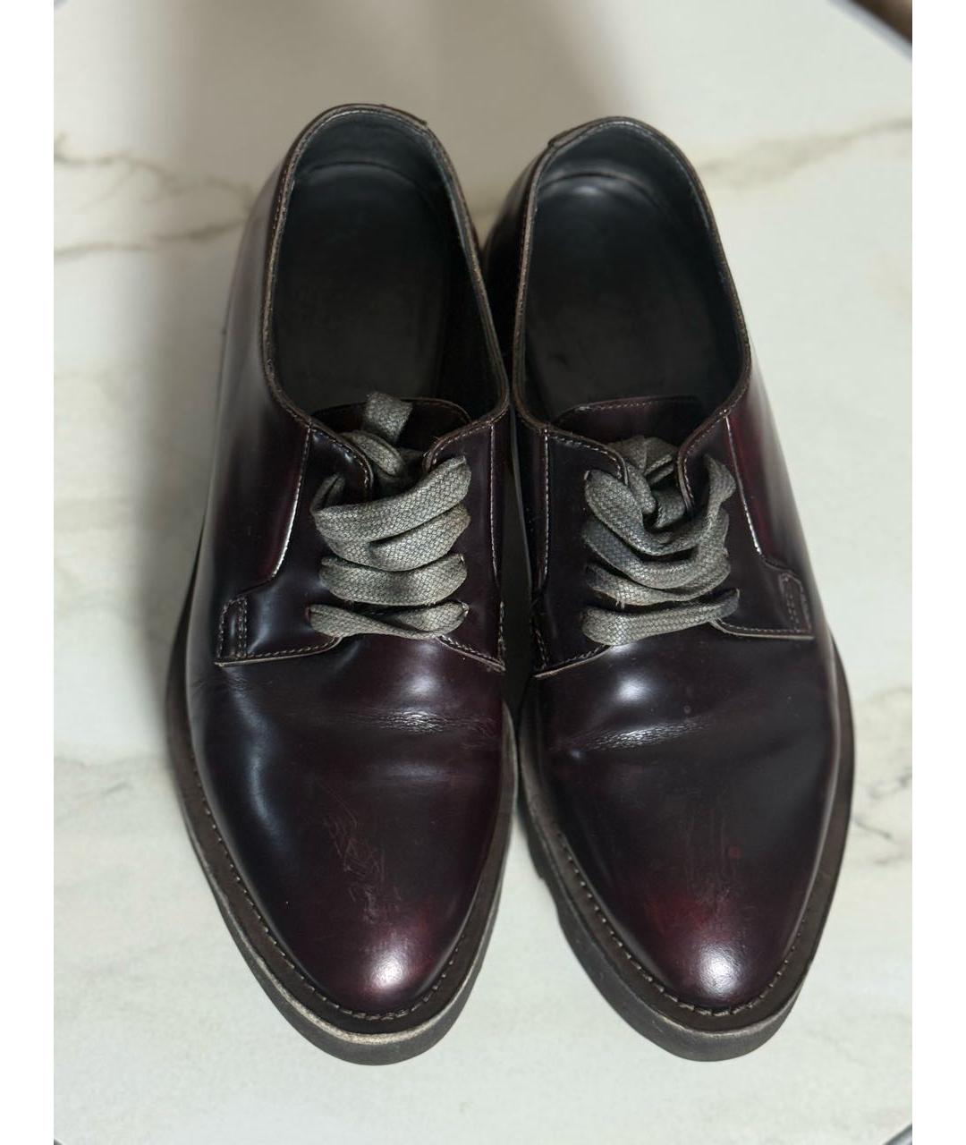 BRUNELLO CUCINELLI Бордовые кожаные ботинки, фото 2