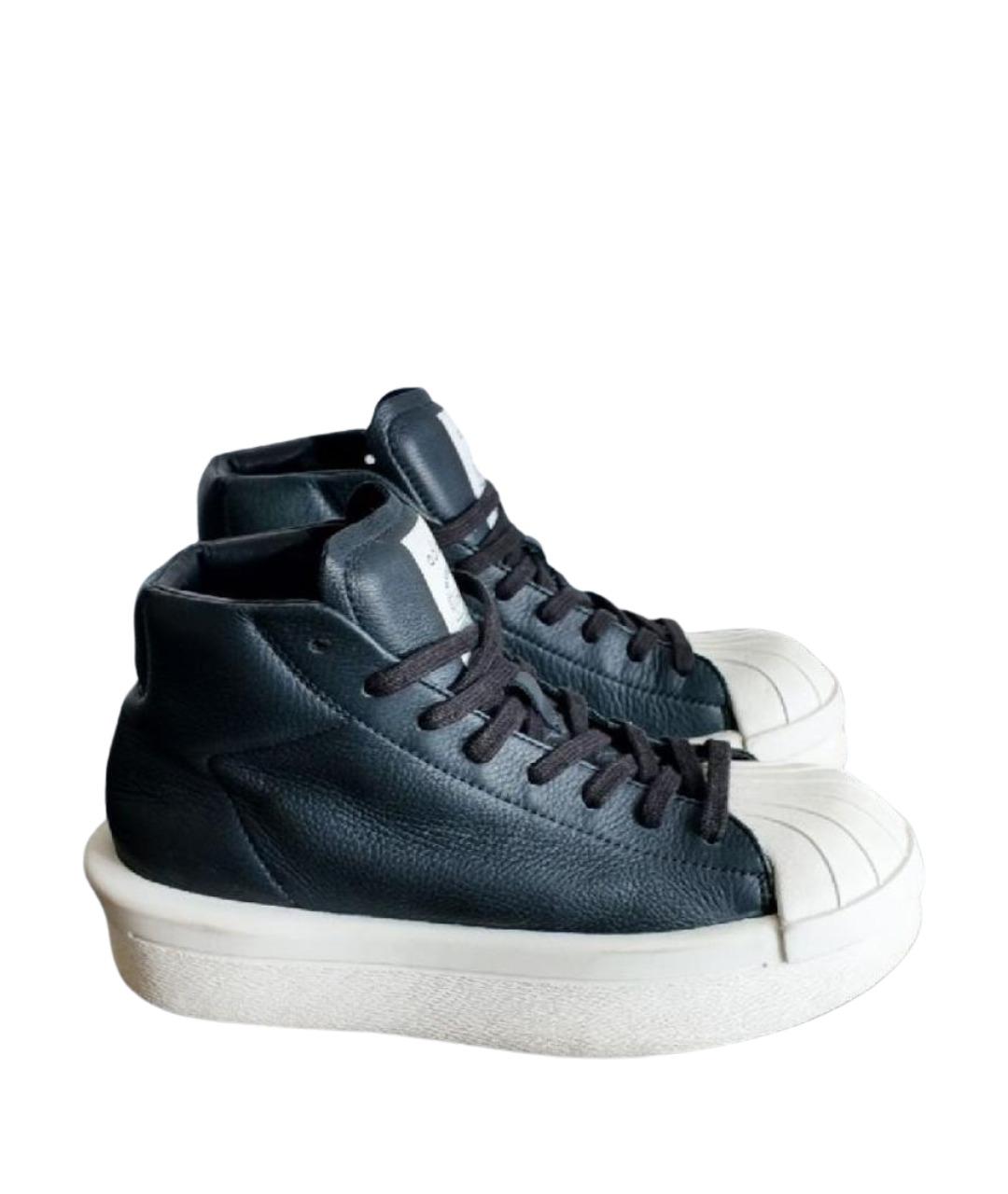 RICK OWENS Черные кожаные кеды, фото 1