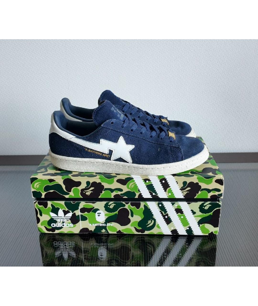 A BATHING APE Синие замшевые низкие кроссовки / кеды, фото 5