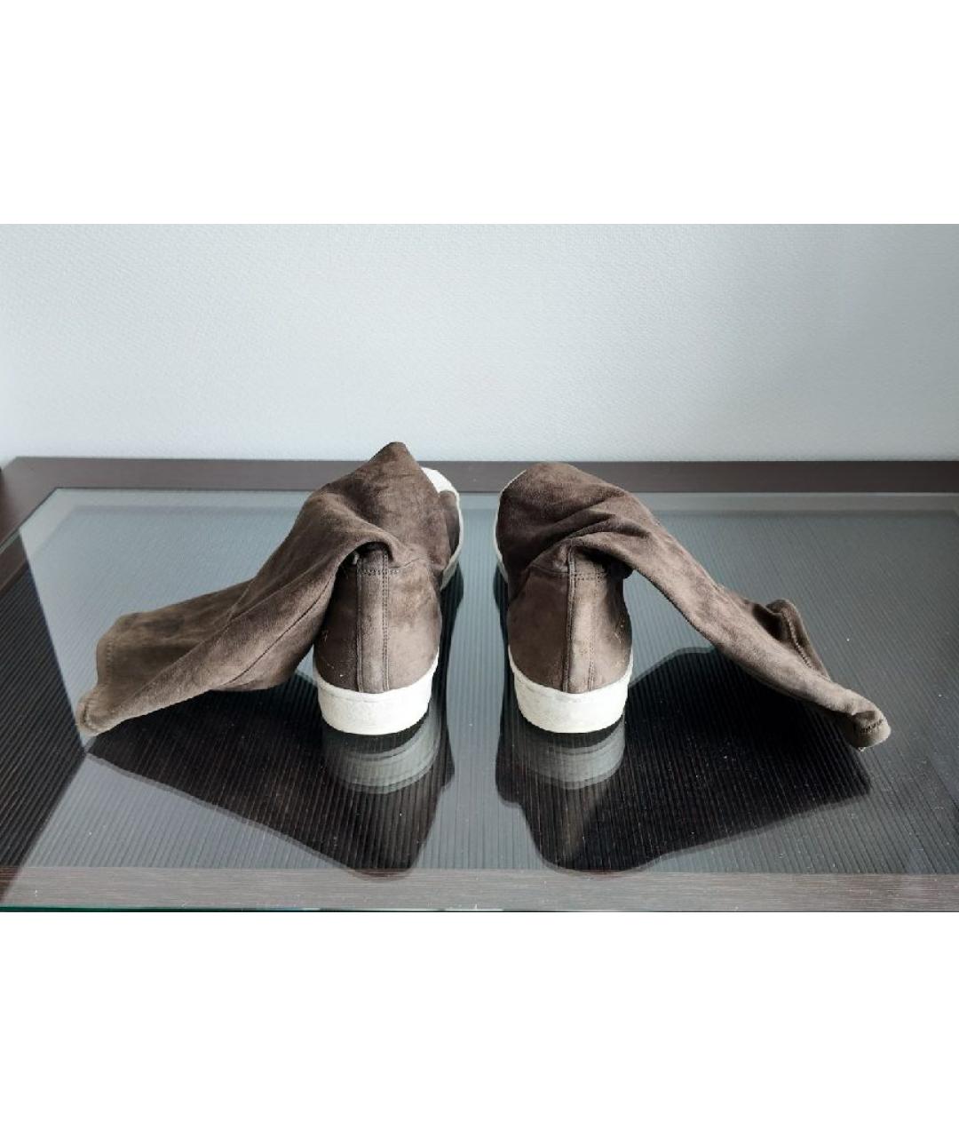 RICK OWENS Коричневые замшевые высокие кроссовки / кеды, фото 4