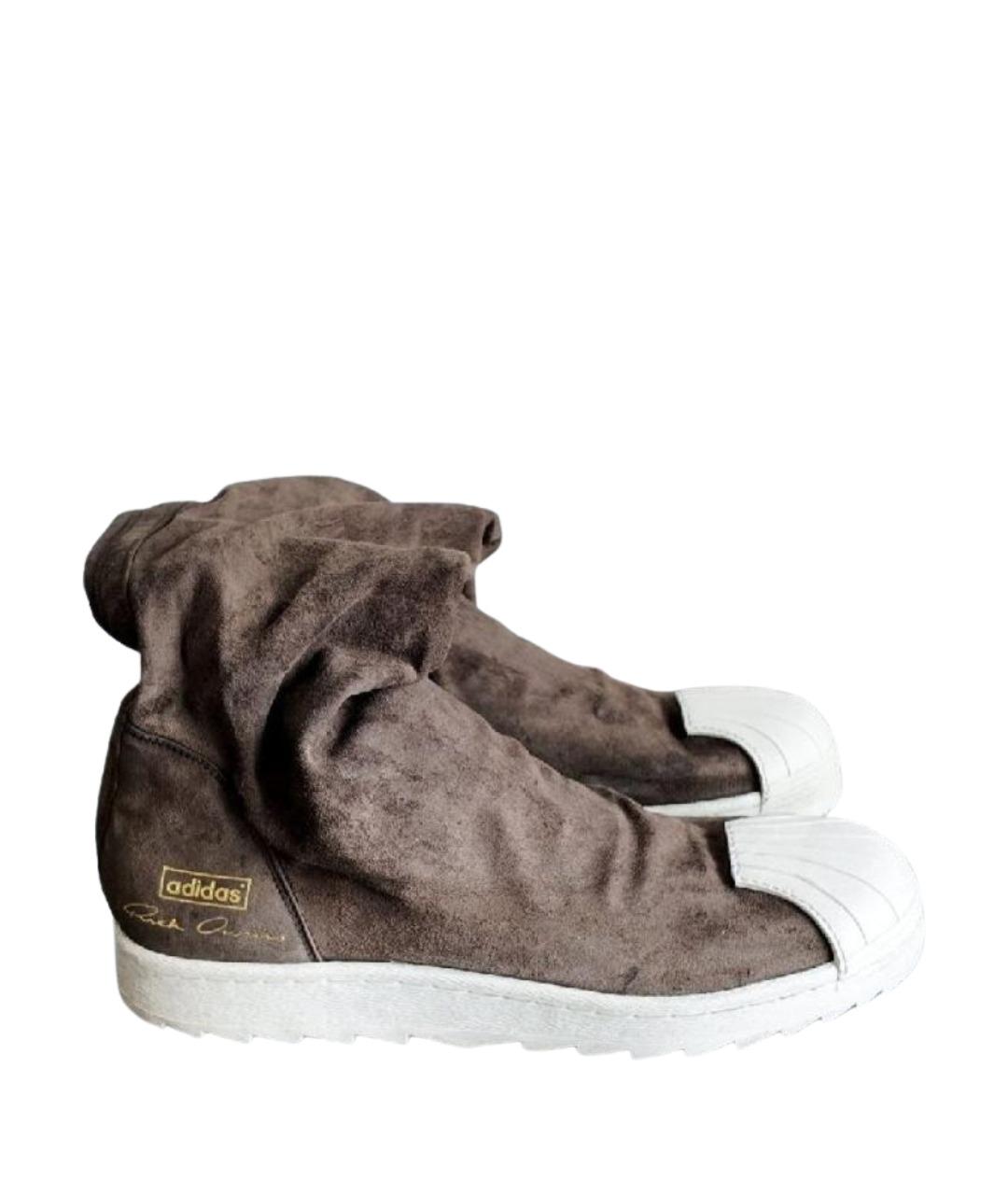 RICK OWENS Коричневые замшевые высокие кроссовки / кеды, фото 7