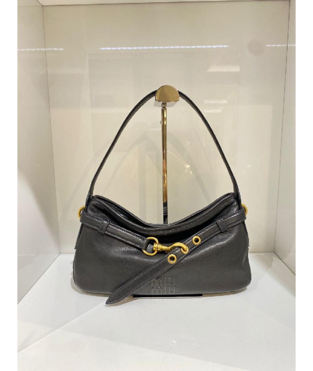 MIU MIU Черная кожаная сумка с короткими ручками, фото 2