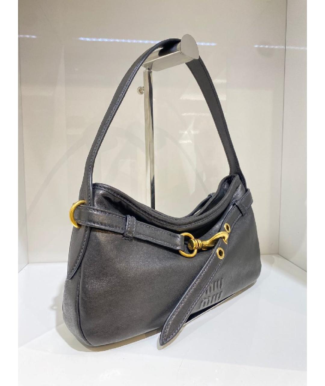 MIU MIU Черная кожаная сумка с короткими ручками, фото 3