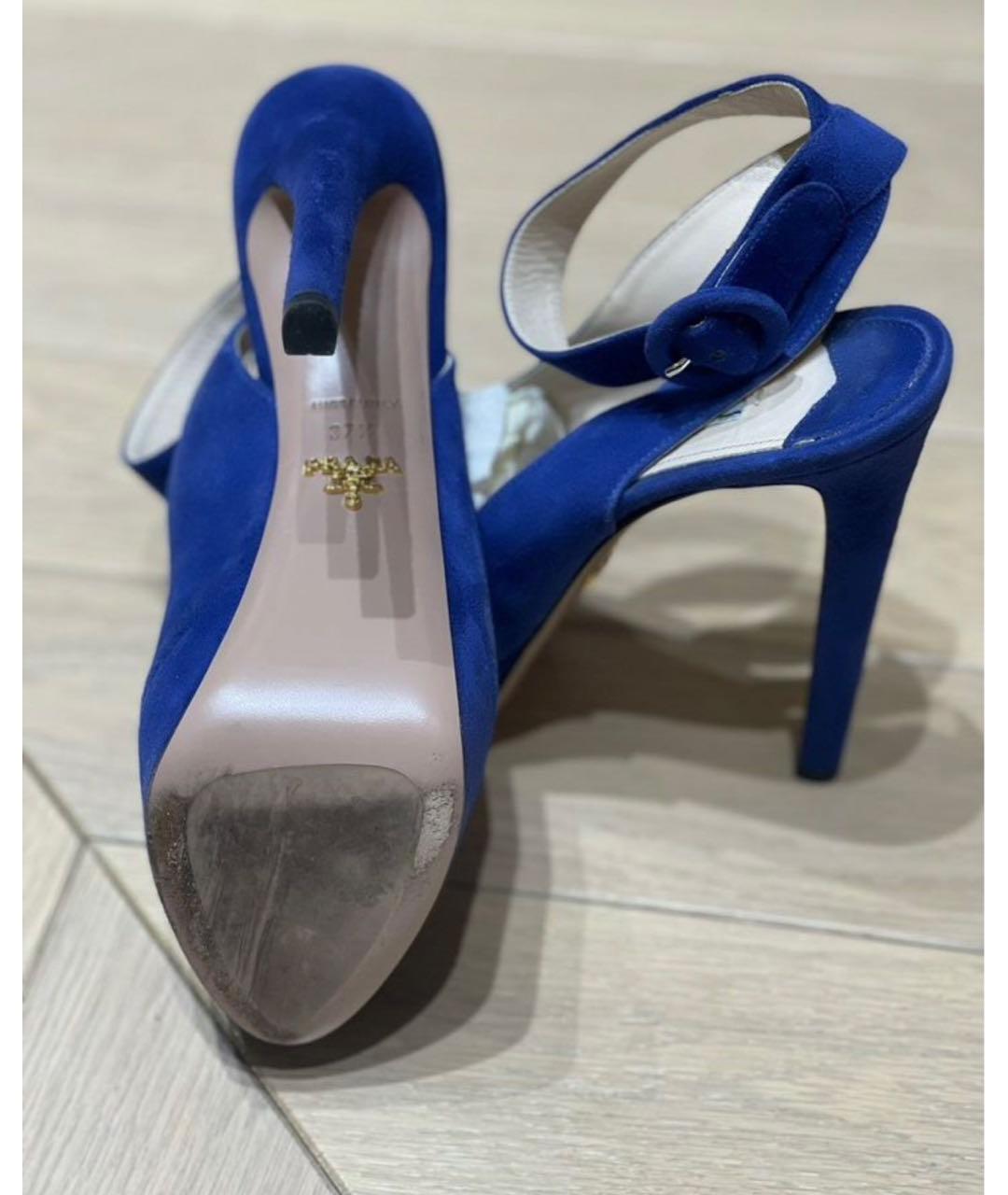 PRADA Синие замшевые босоножки, фото 6