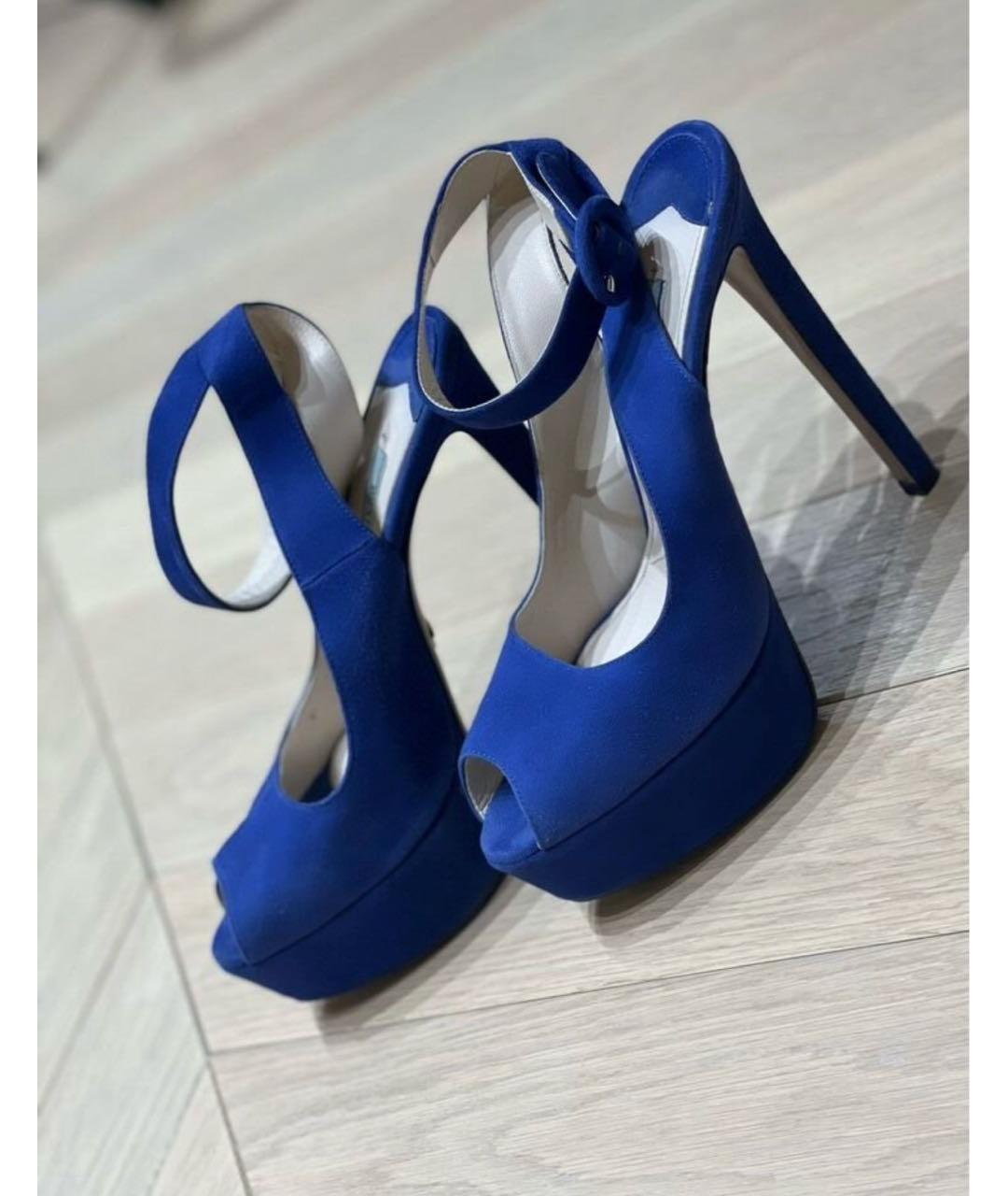 PRADA Синие замшевые босоножки, фото 8