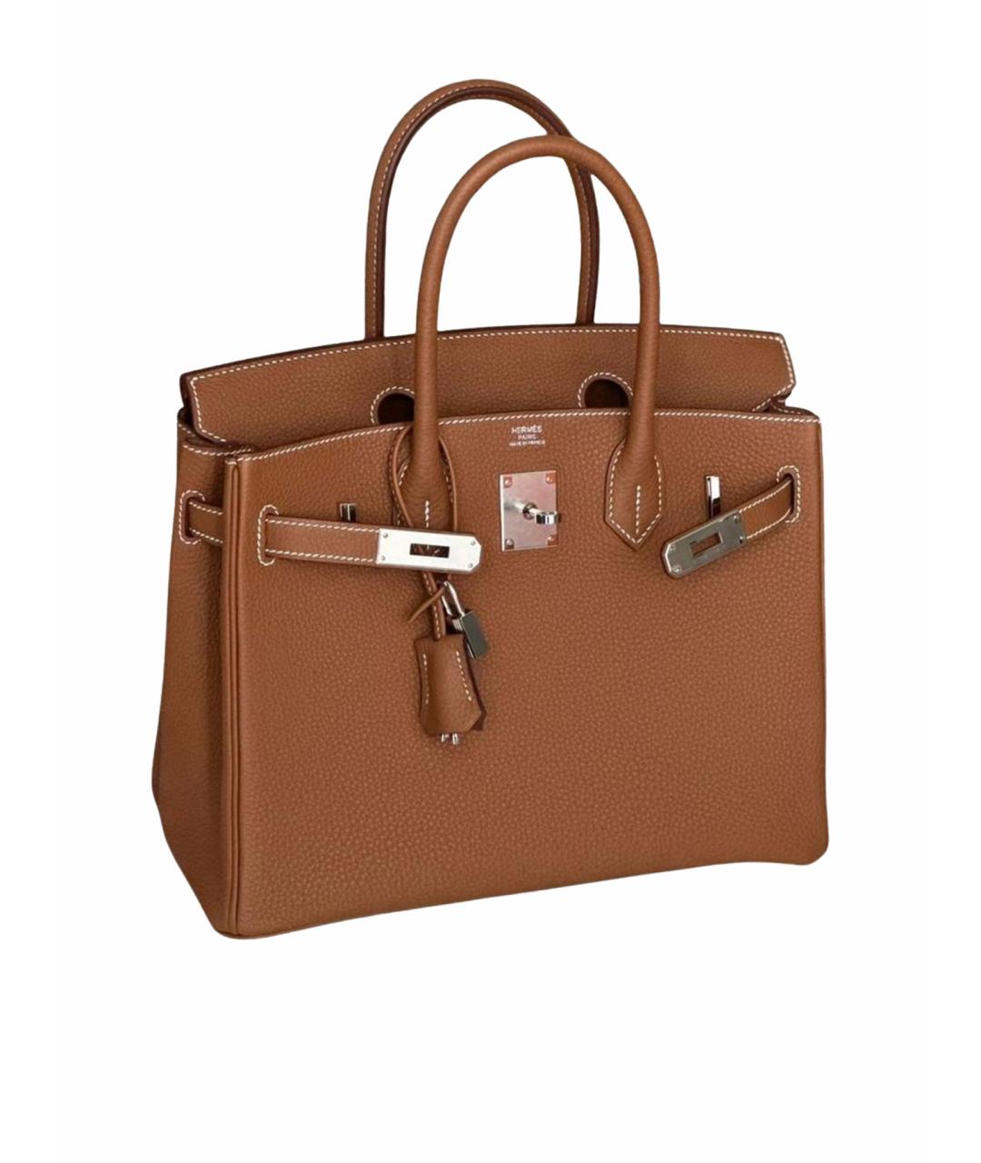 HERMES Коричневая кожаная сумка с короткими ручками, фото 1