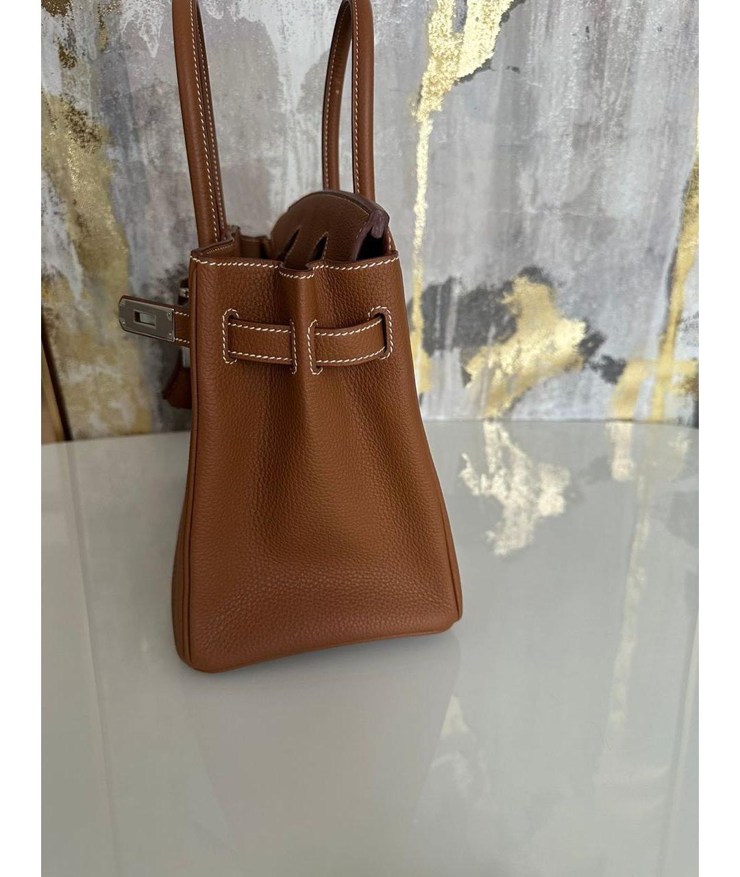 HERMES Коричневая кожаная сумка с короткими ручками, фото 7