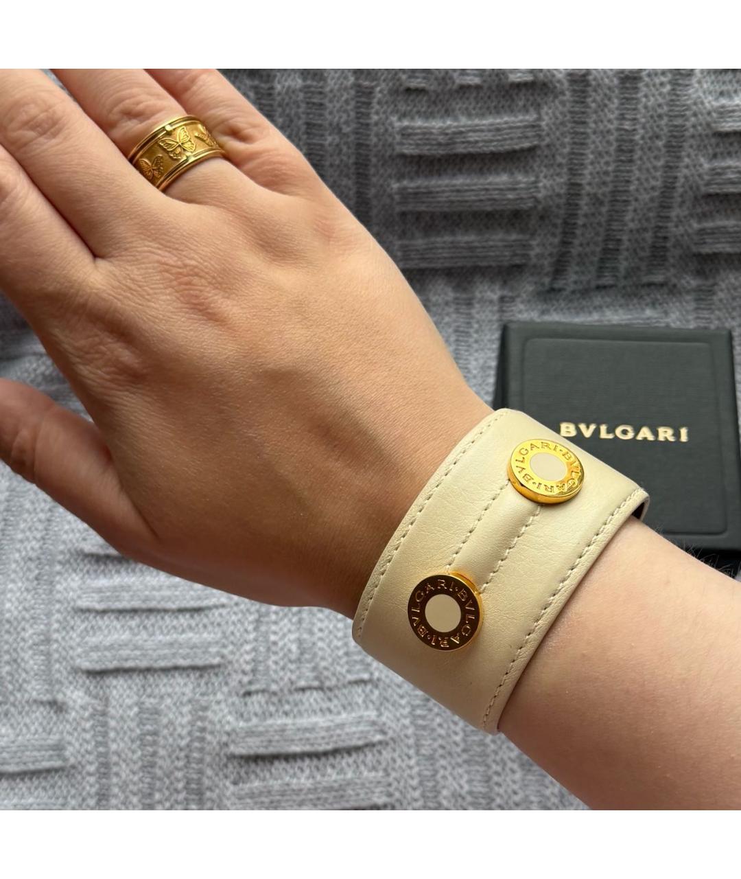 BVLGARI Бежевый кожаный браслет, фото 8